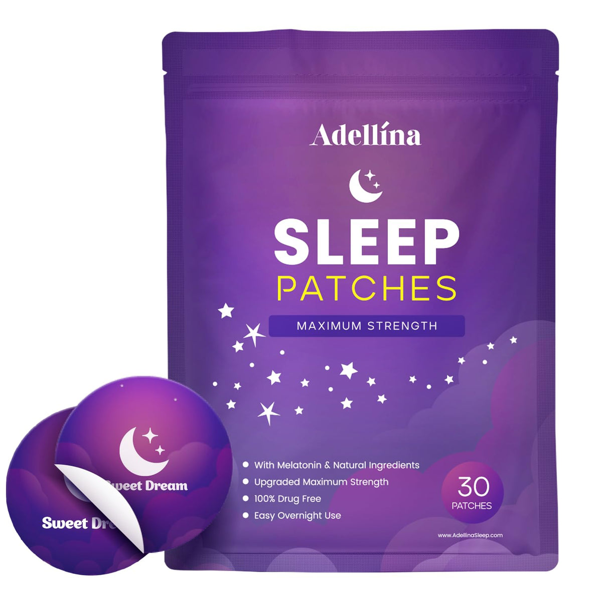 Adellina Sleep Patches front view with packaging