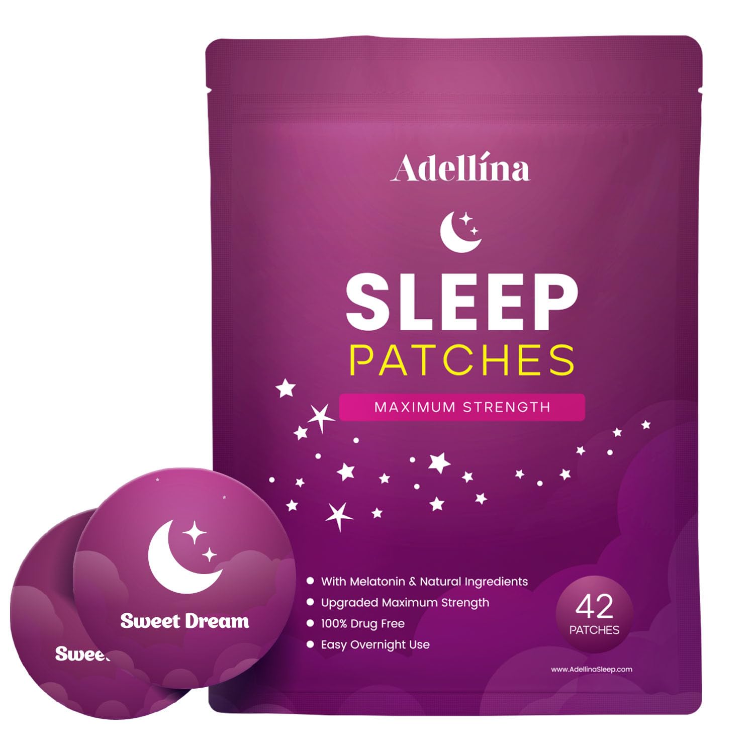 Adellina Sleep Patches front view with packaging