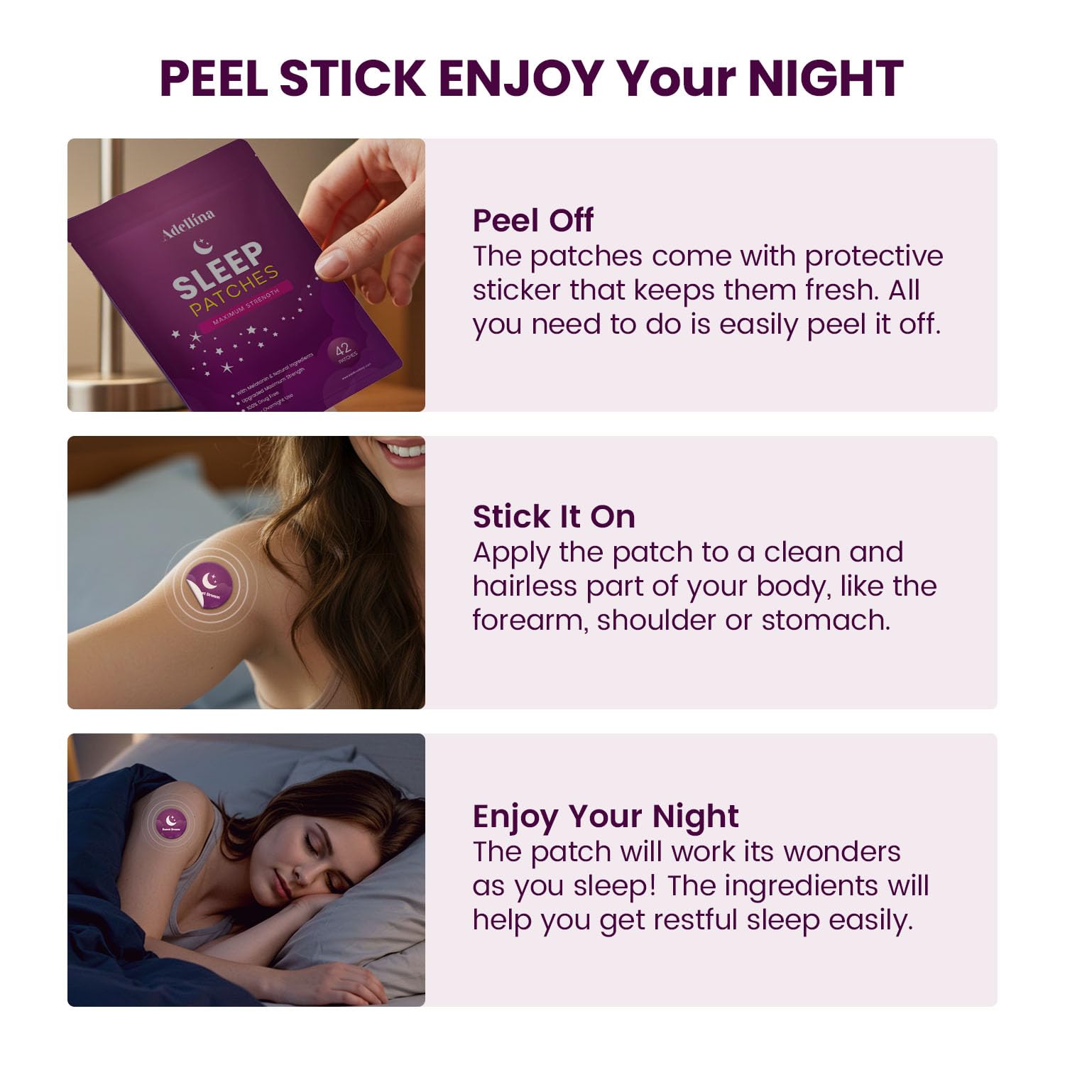 Adellina Sleep Patches in hand for application