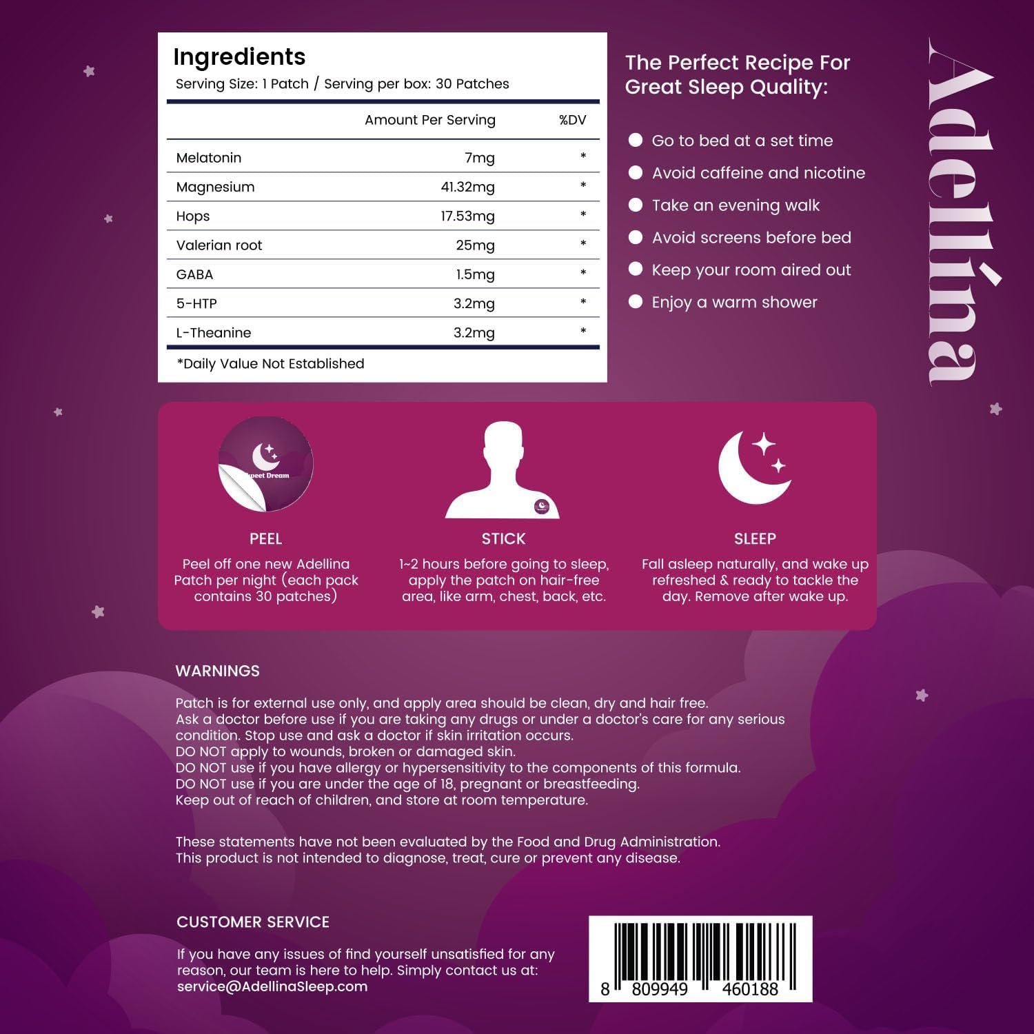 Adellina Sleep Patches showing individual patch detail