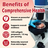 Adjustable Rovina Astaxanthin 12mg Softgels on a table