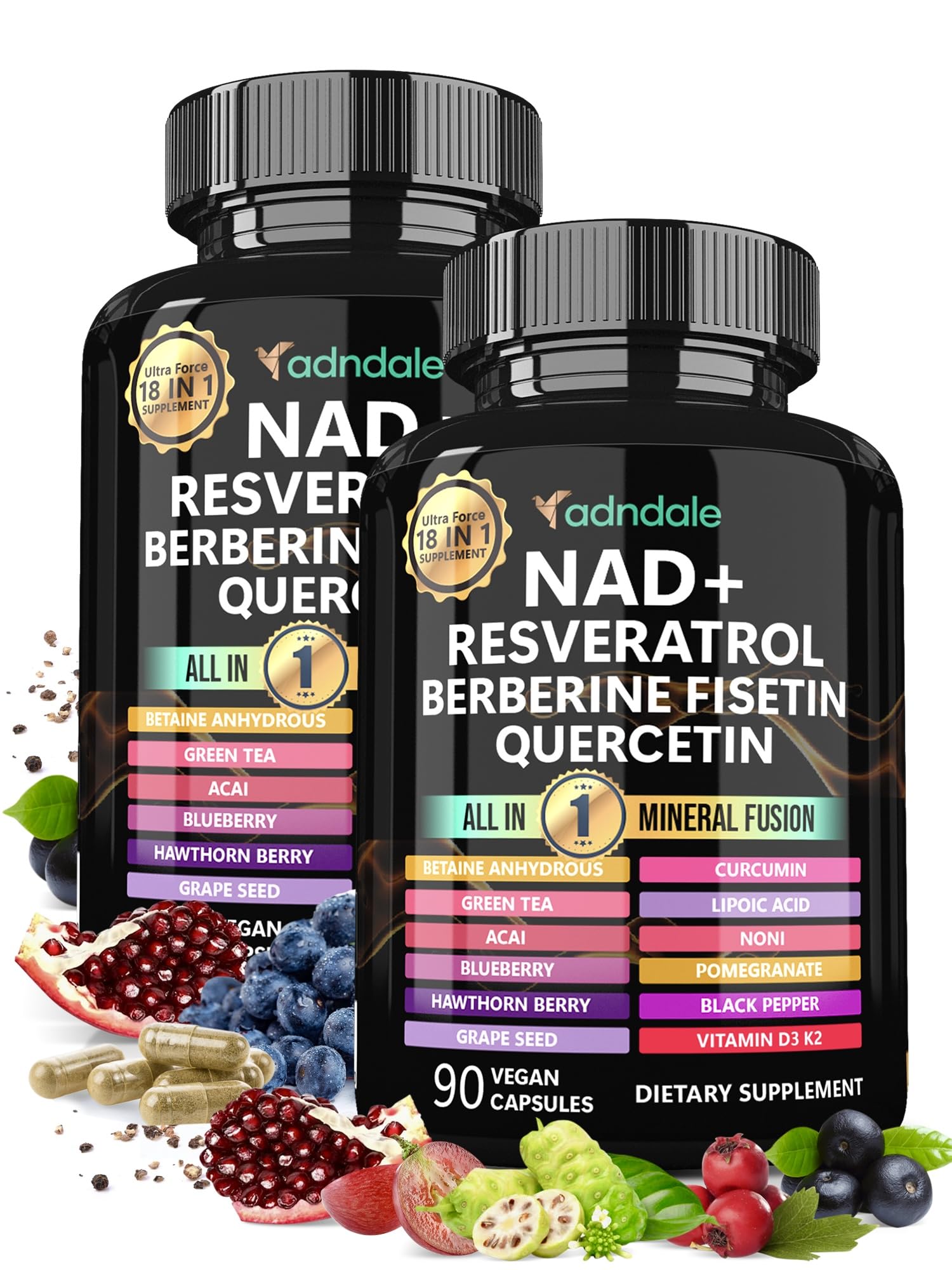 Adndale NAD Resveratrol Berberine Fusion 77g supplement front view