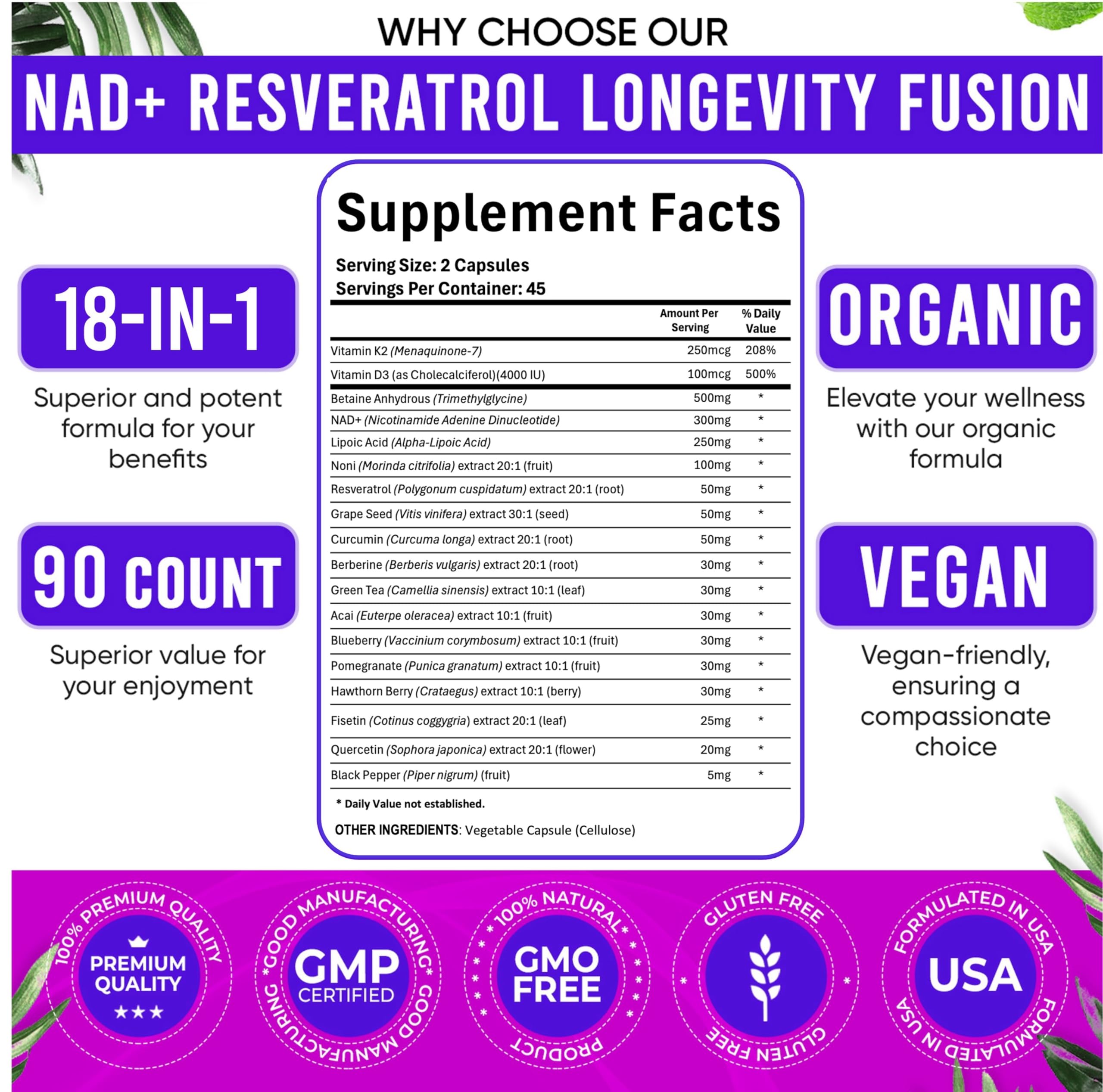 Adndale NAD Resveratrol Berberine Fusion 77g supplement on a table