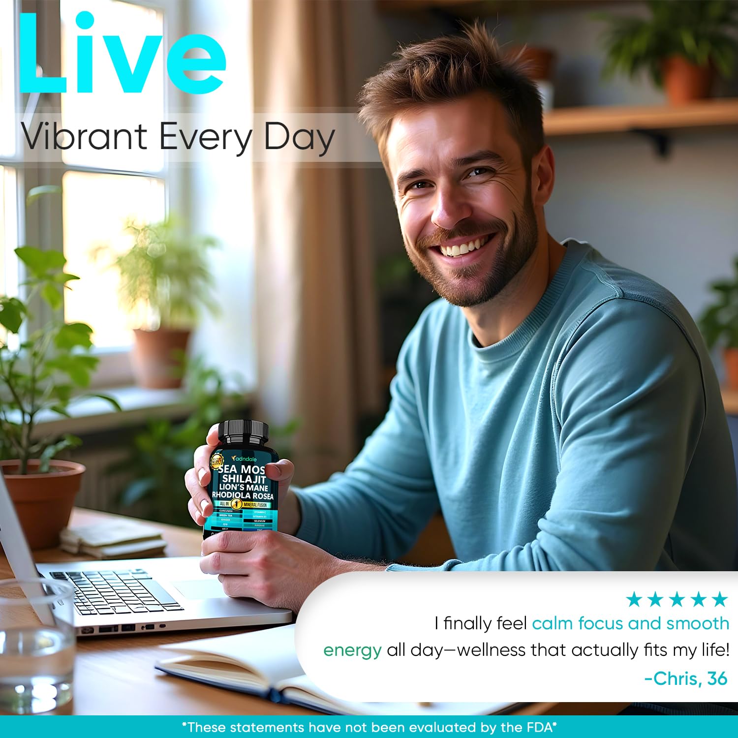 Adndale Sea Moss Capsules in a lifestyle setting