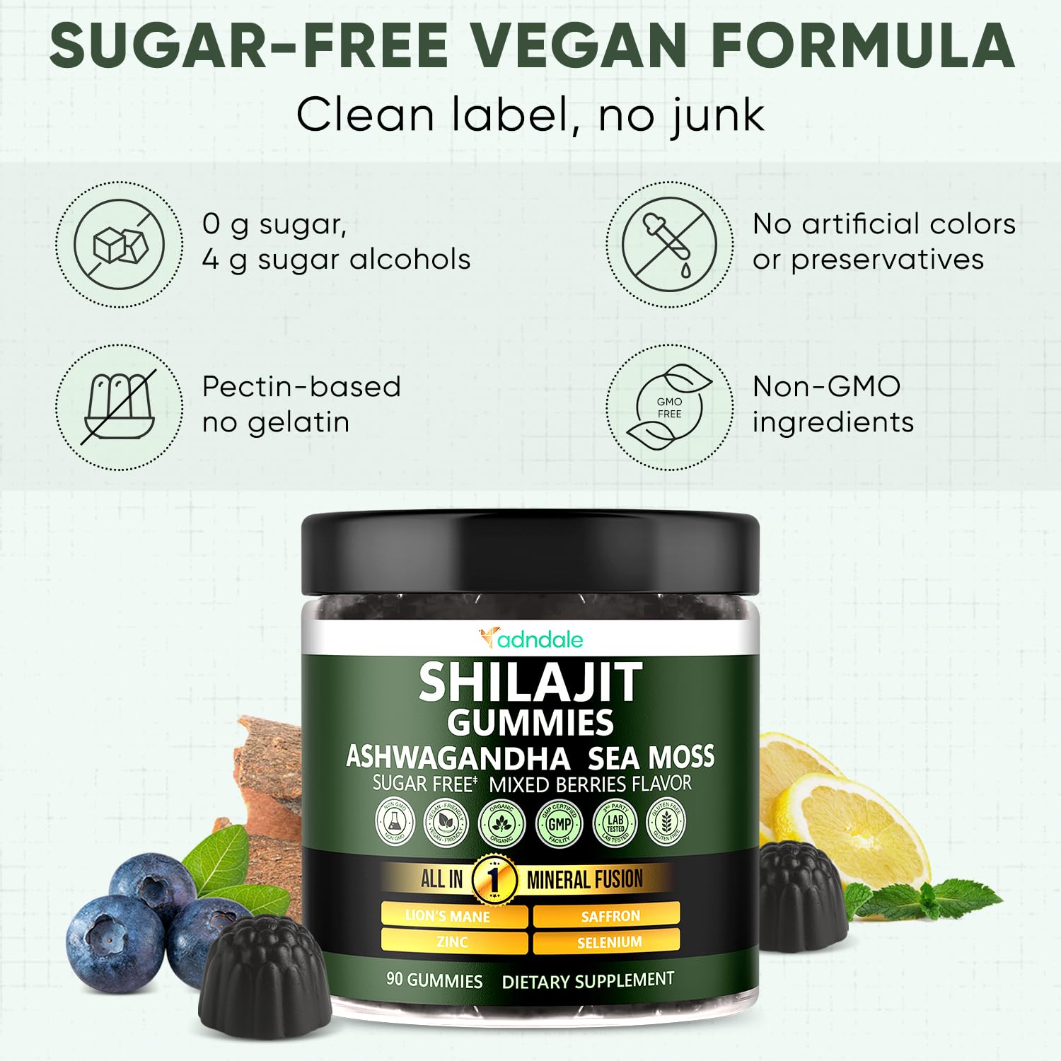Adndale Shilajit Gummies being taken with a glass of water