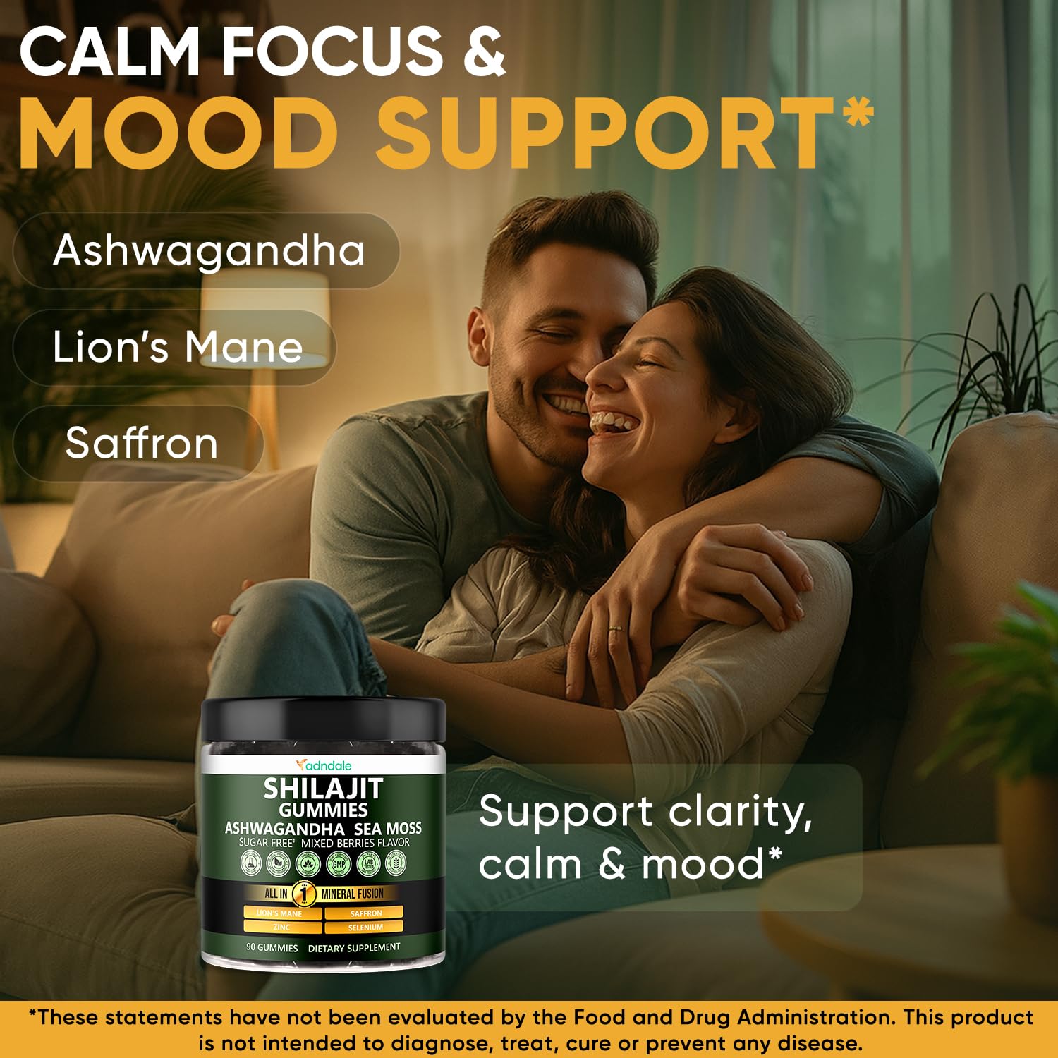 Adndale Shilajit Gummies on a kitchen counter