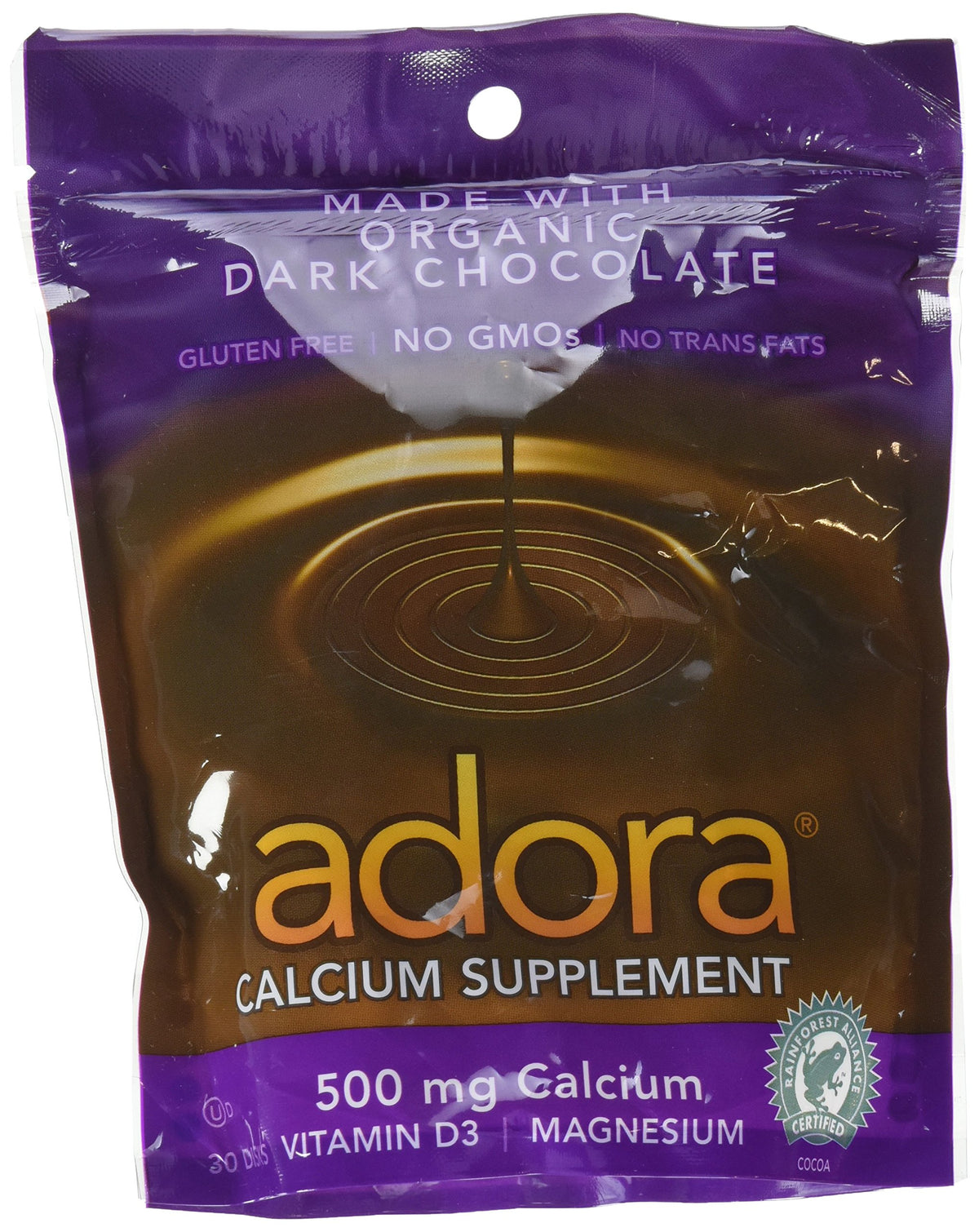 Adora Dark Chocolate Calcium Supplement pack of 2, 245g total weight