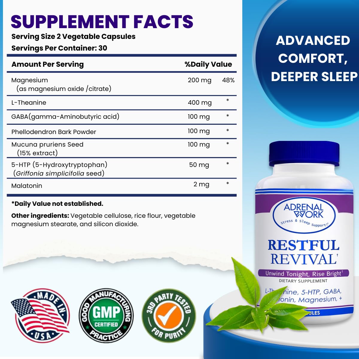 Adrenalwork Restorative Sleep Capsules side view with label