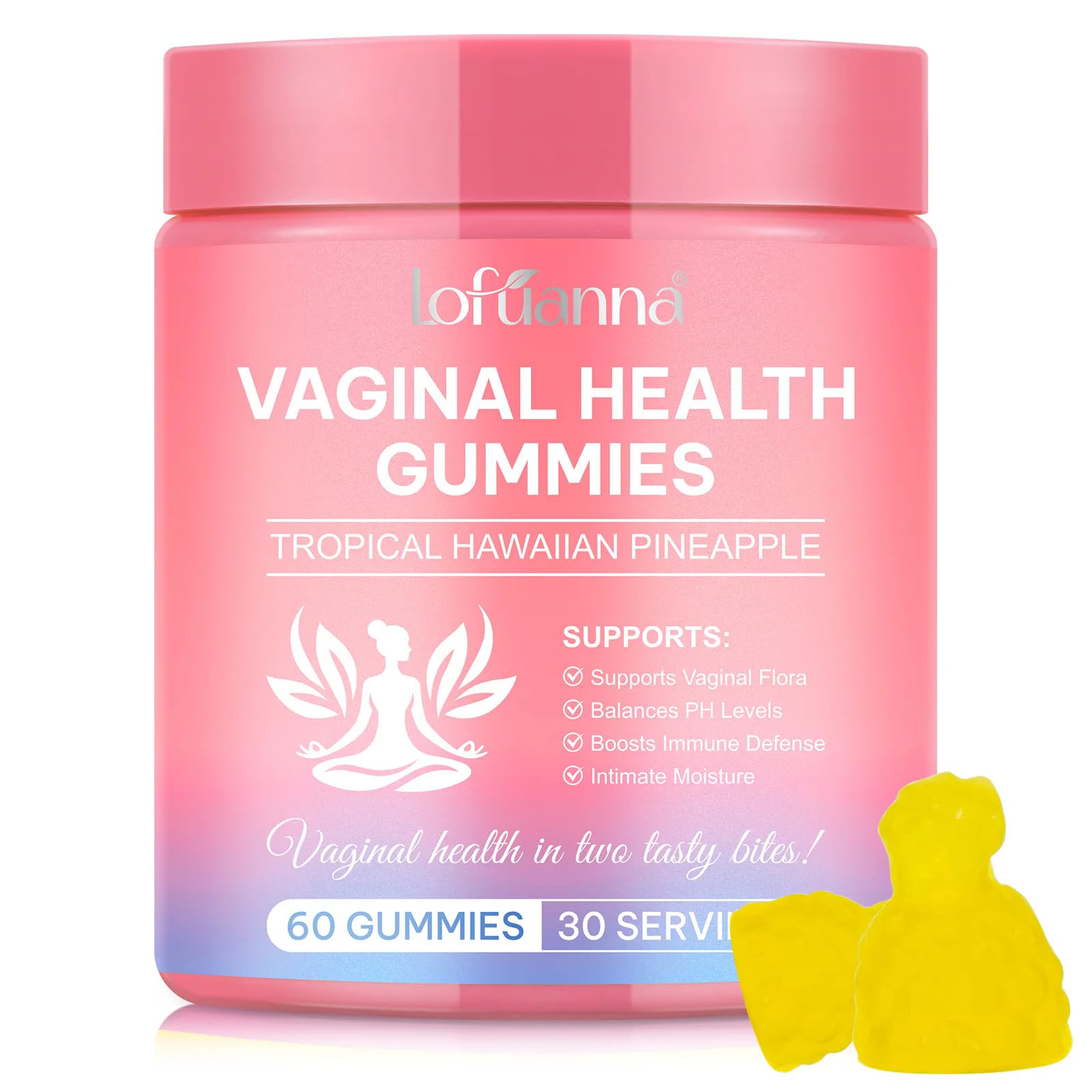 ADSBJUX Women's Probiotic Gummies pineapple flavour front view