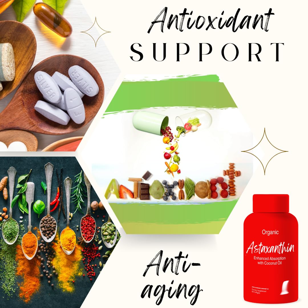 Advanced Bionetix AstaQuil Astaxanthin 12mg softgels on a wooden table