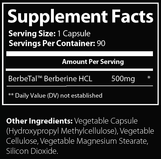 Advanced Bionetix Berberine 1500mg label details