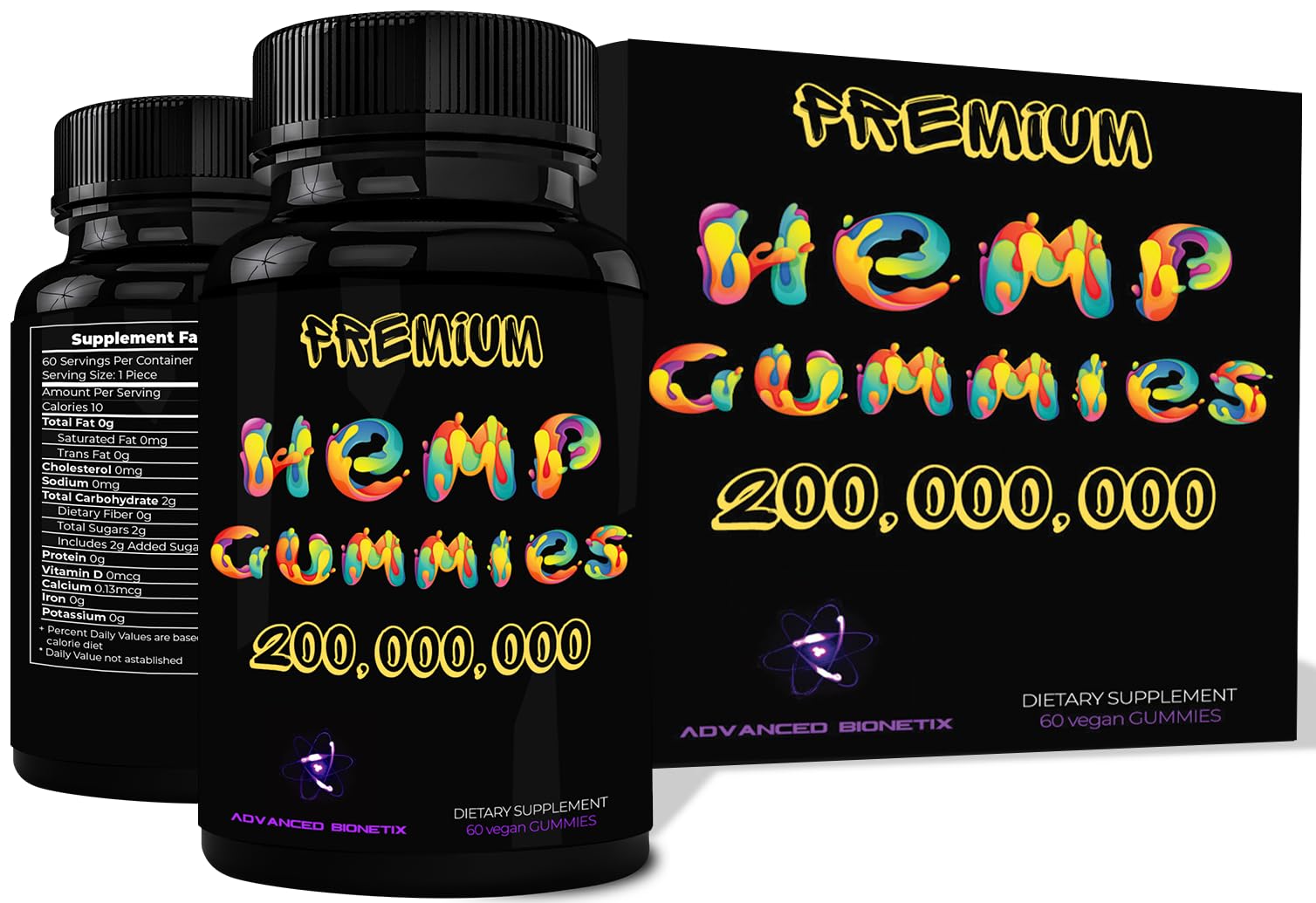 Advanced Bionetix Hemp Extract Gummies bottle front view
