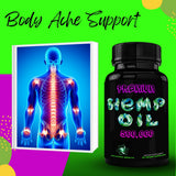 Advanced Bionetix Hemp Oil Capsules lifestyle image on a wooden table