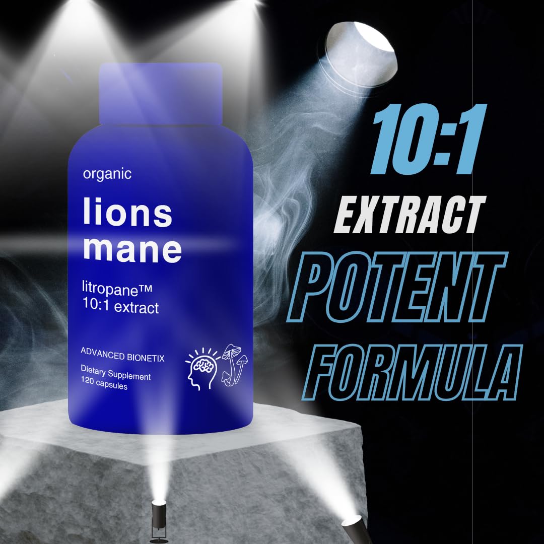 Advanced Bionetix Lion's Mane Mushroom Supplement back view