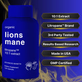 Advanced Bionetix Lion's Mane Mushroom Supplement with measuring spoon