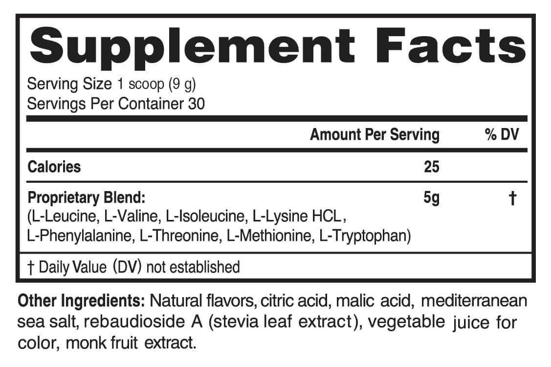 Advanced Bionutritionals Amino Acid Supplement 195g side view