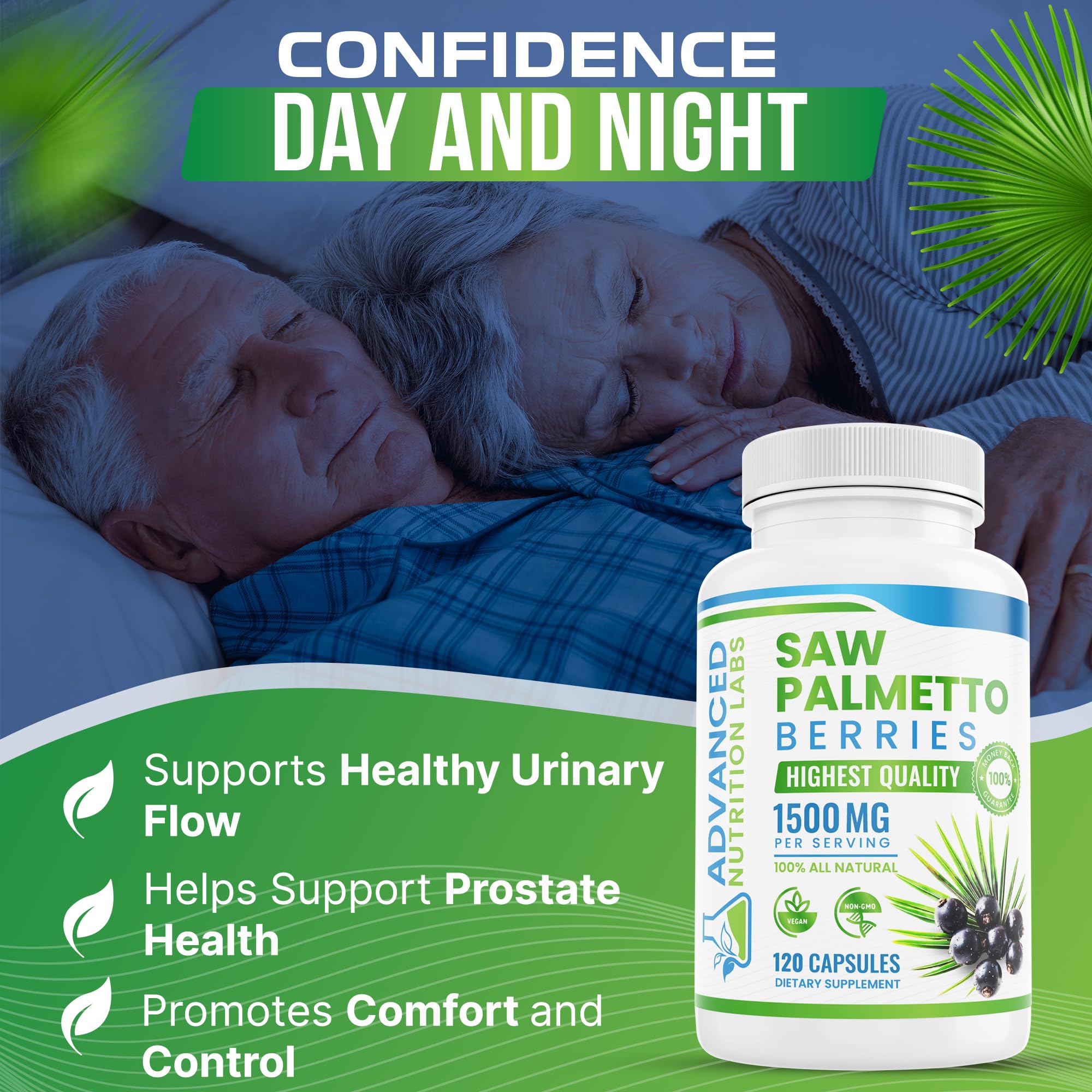 Advanced Nutrition Labs Saw Palmetto Supplement capsule close-up
