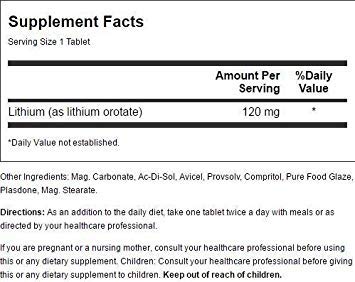 ADVANCED RESEARCH Lithium Orotate 120 mg supplement side view with ingredients list