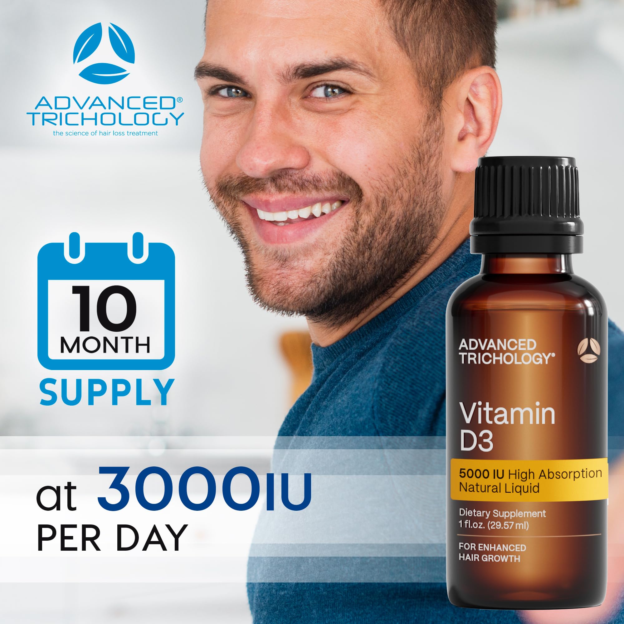 Advanced Trichology Vitamin D3 Liquid 5000iu dropper close-up