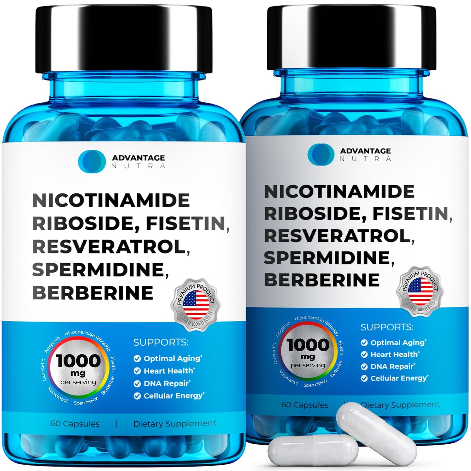 AdvantageNutra Nicotinamide Riboside NR Supplement front view