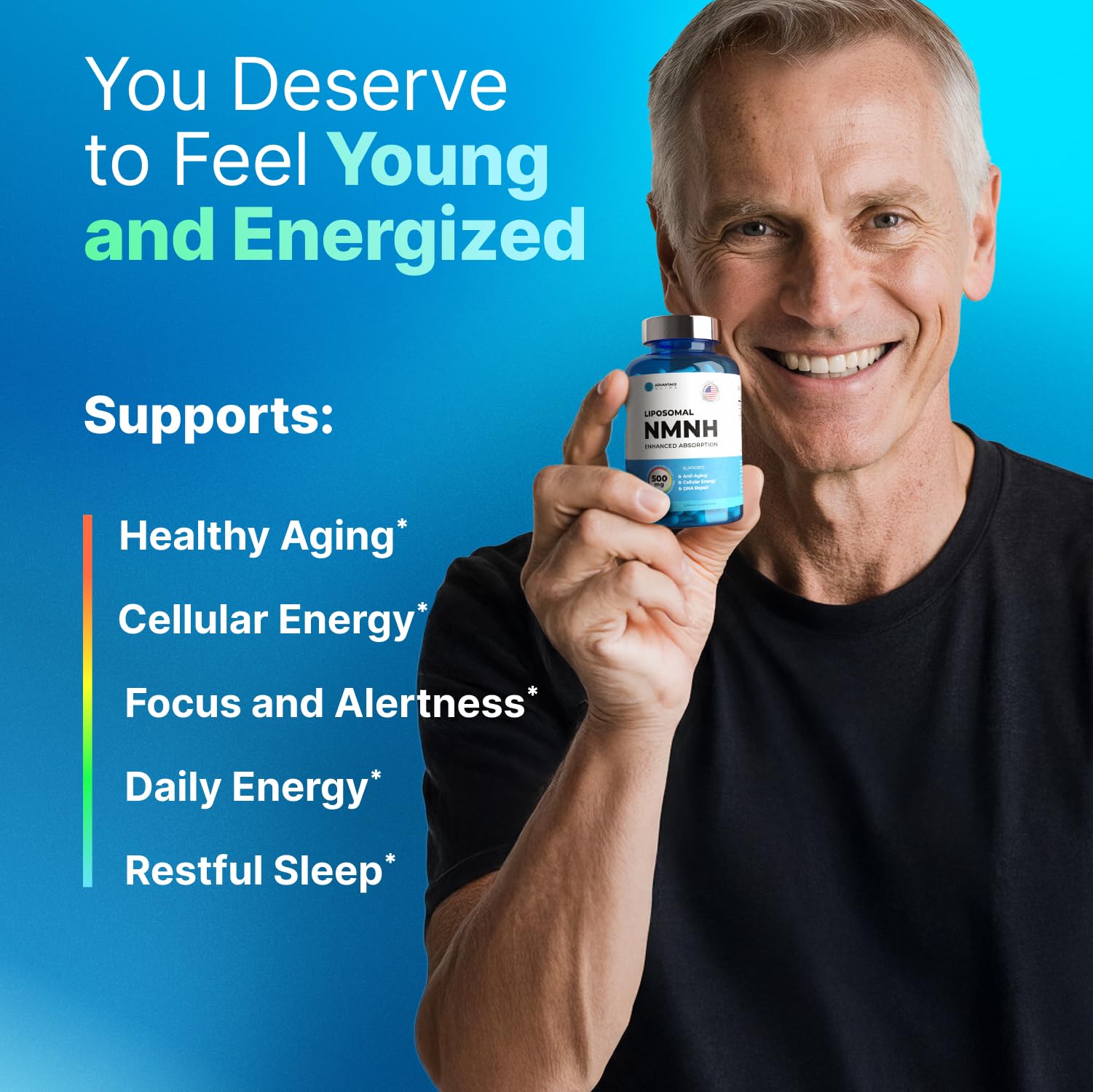 AdvantageNutra NMNH 500mg Liposomal Supplement packaging