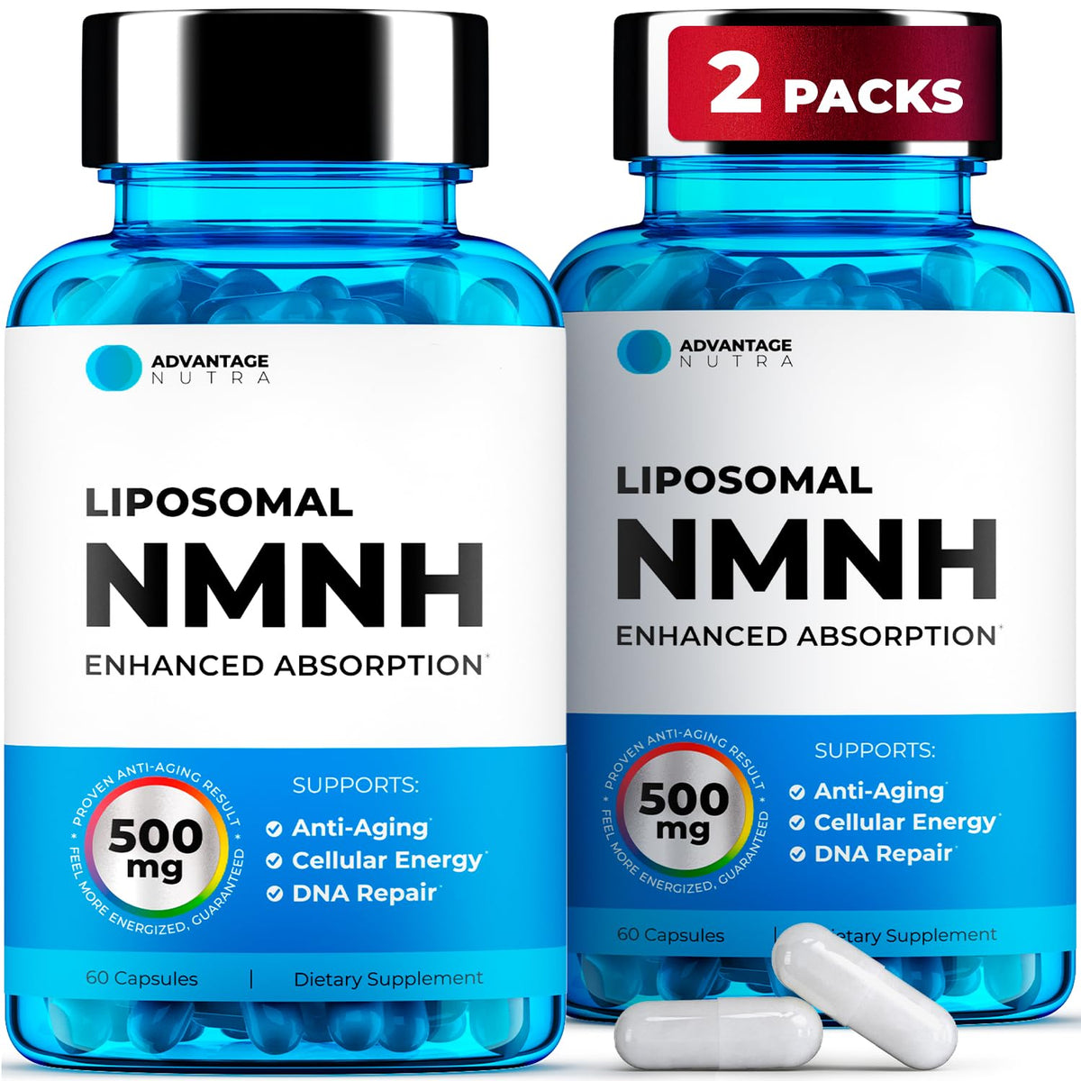 AdvantageNutra NMNH Supplement 500mg front view
