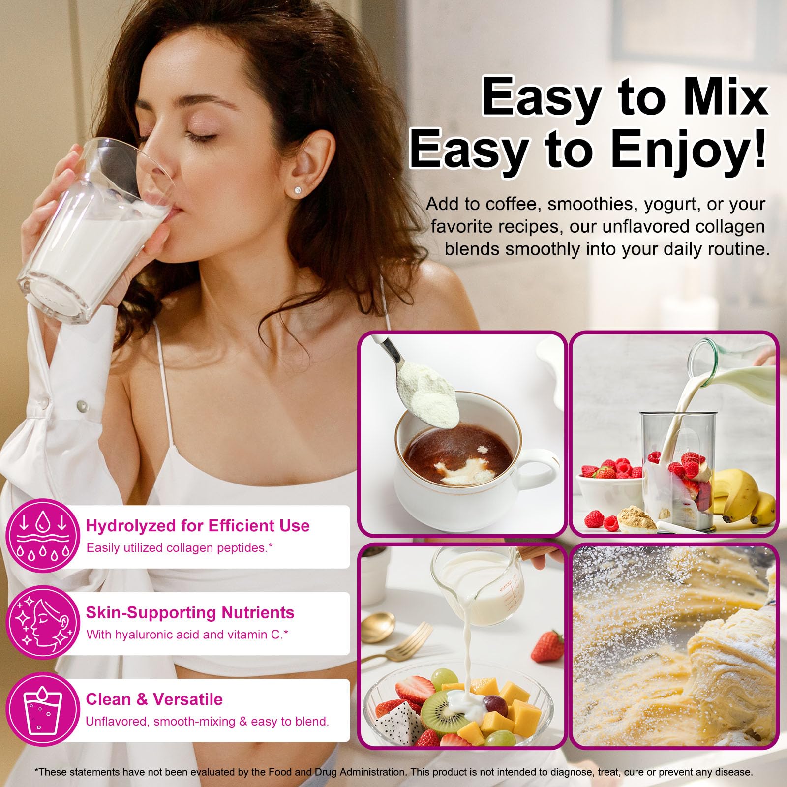 AEBEFBAW Collagen Peptide Powder in a bowl with yogurt