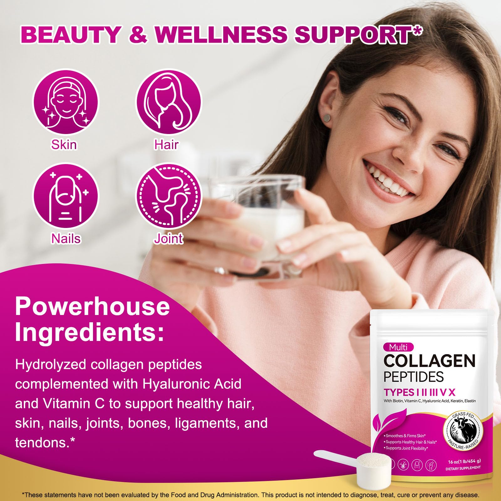 AEBEFBAW Collagen Peptide Powder mixed in a smoothie