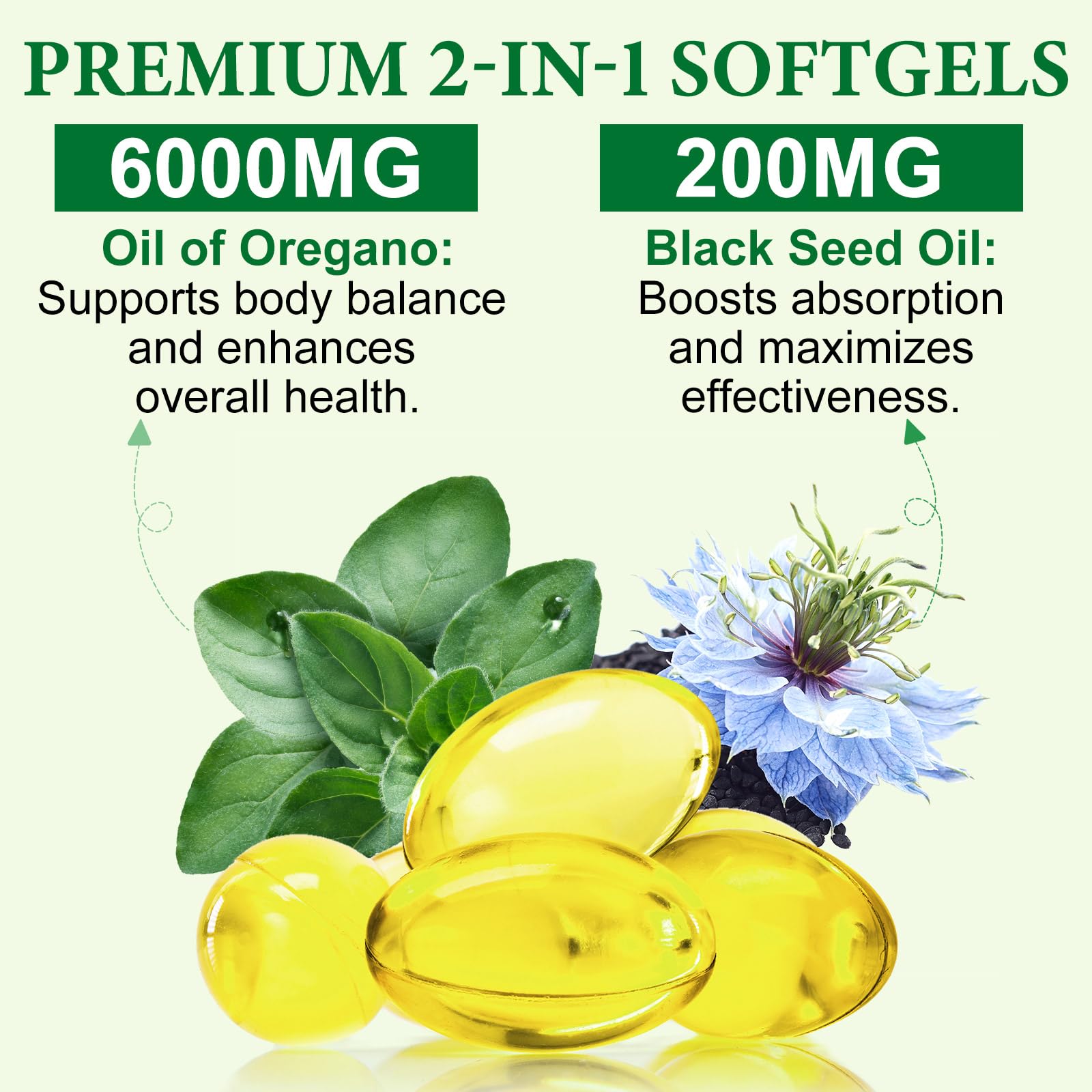 AEBEFBAW Oregano Oil Softgels 6000mg bottle with label