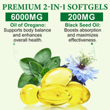 AEBEFBAW Oregano Oil Softgels 6000mg bottle with label