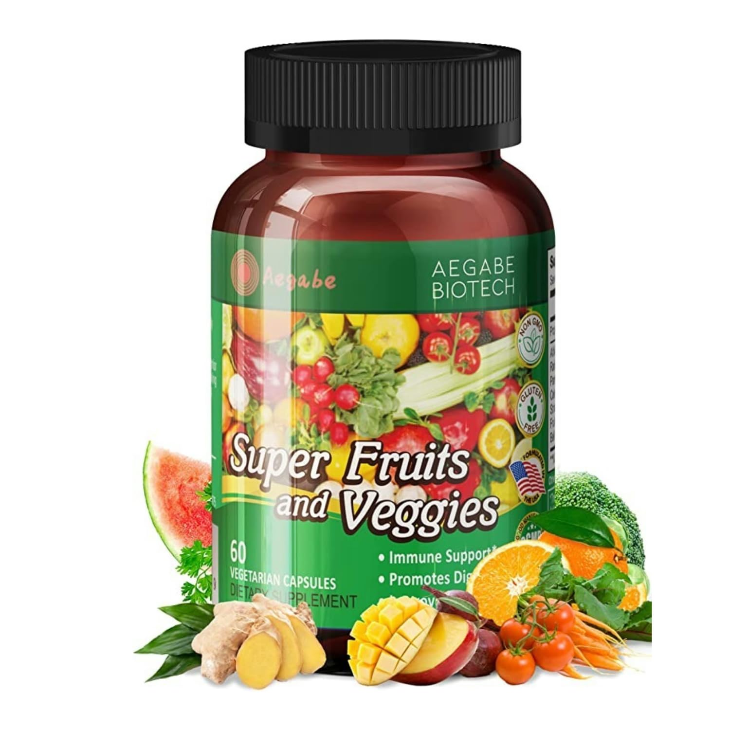 aegabe Fruit and Veggie Supplement Capsules 720mg front view
