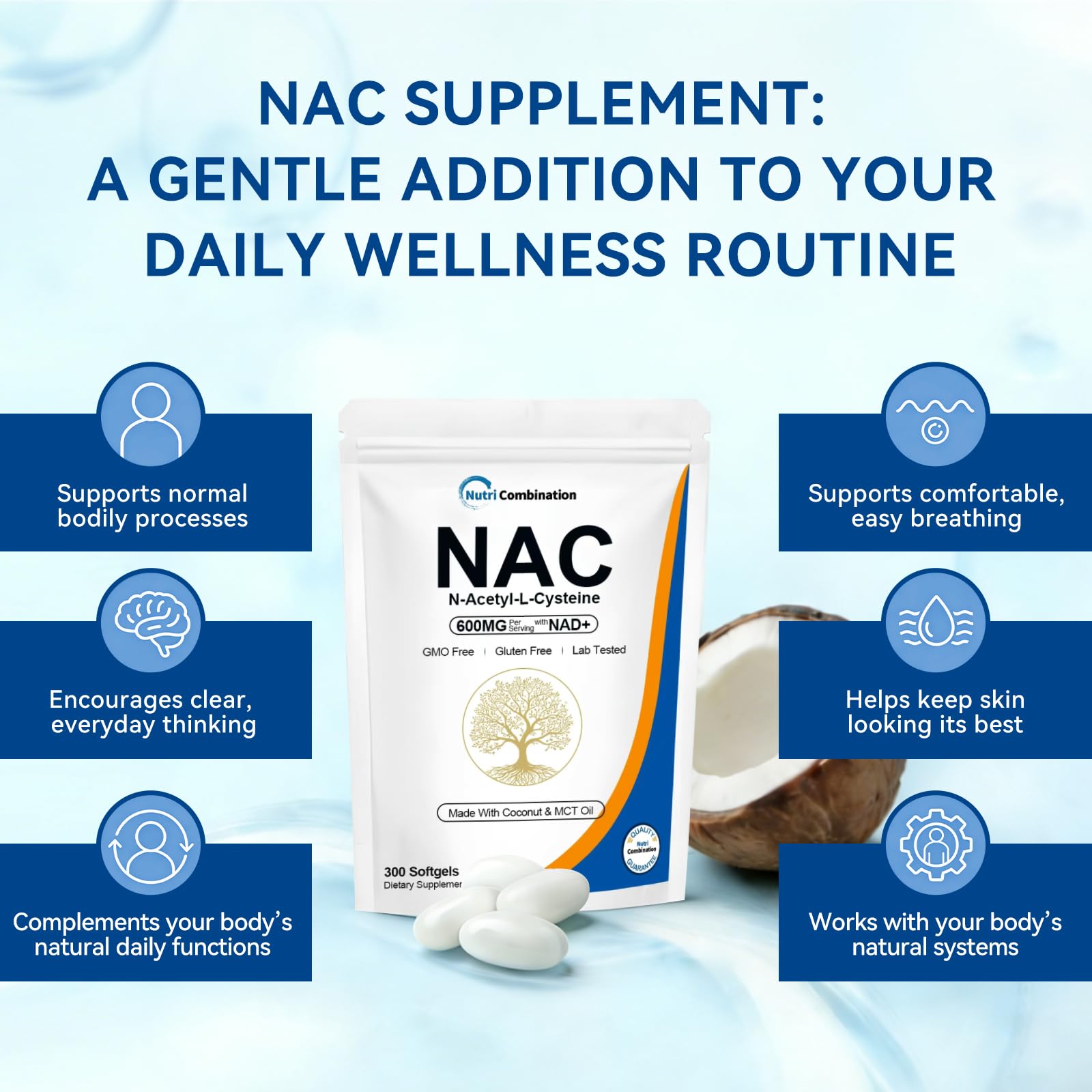 Aeteon NAC 600 & NAD Daily Complex Softgels in lifestyle setting