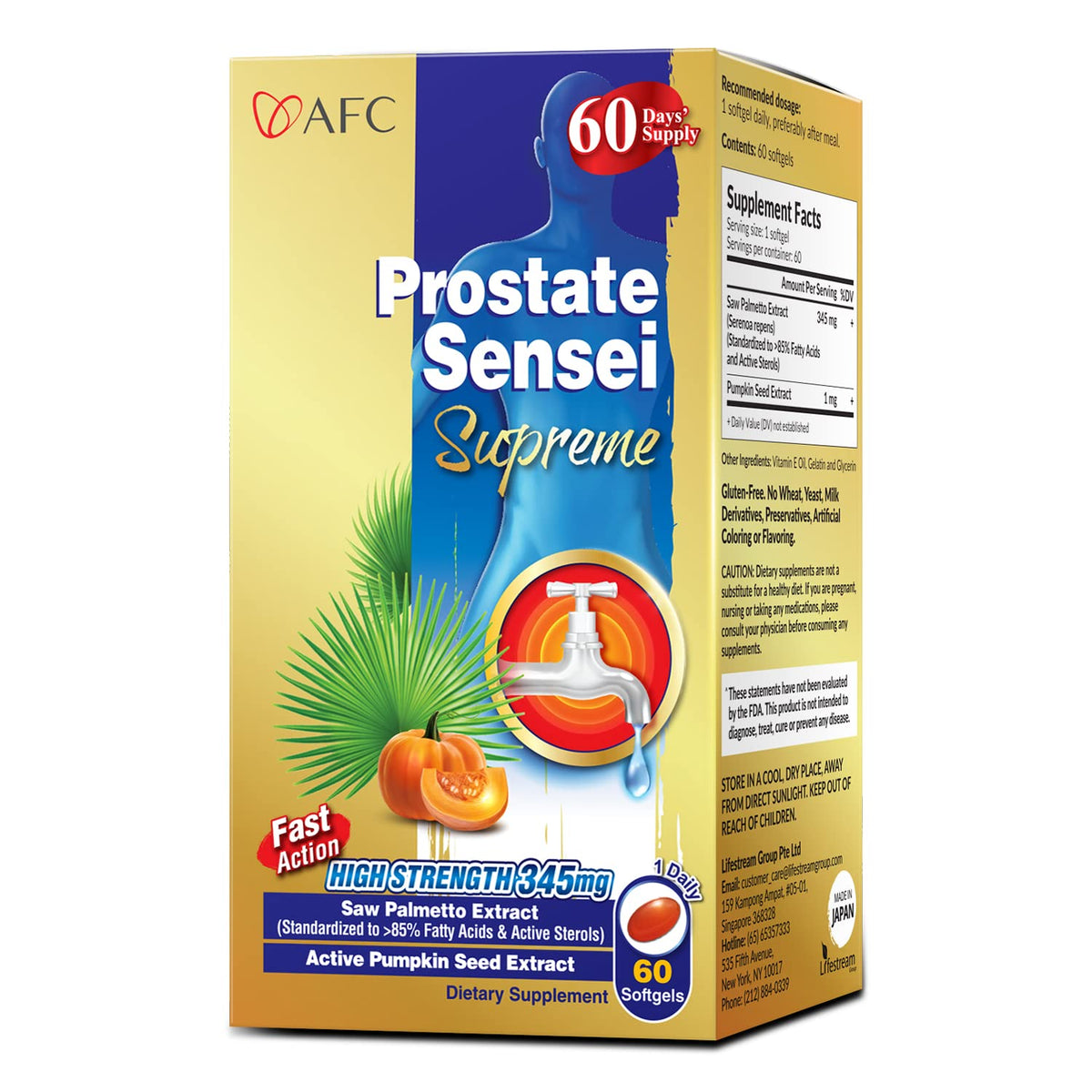 AFC Saw Palmetto Prostate Health Supplement 345mg softgels front view
