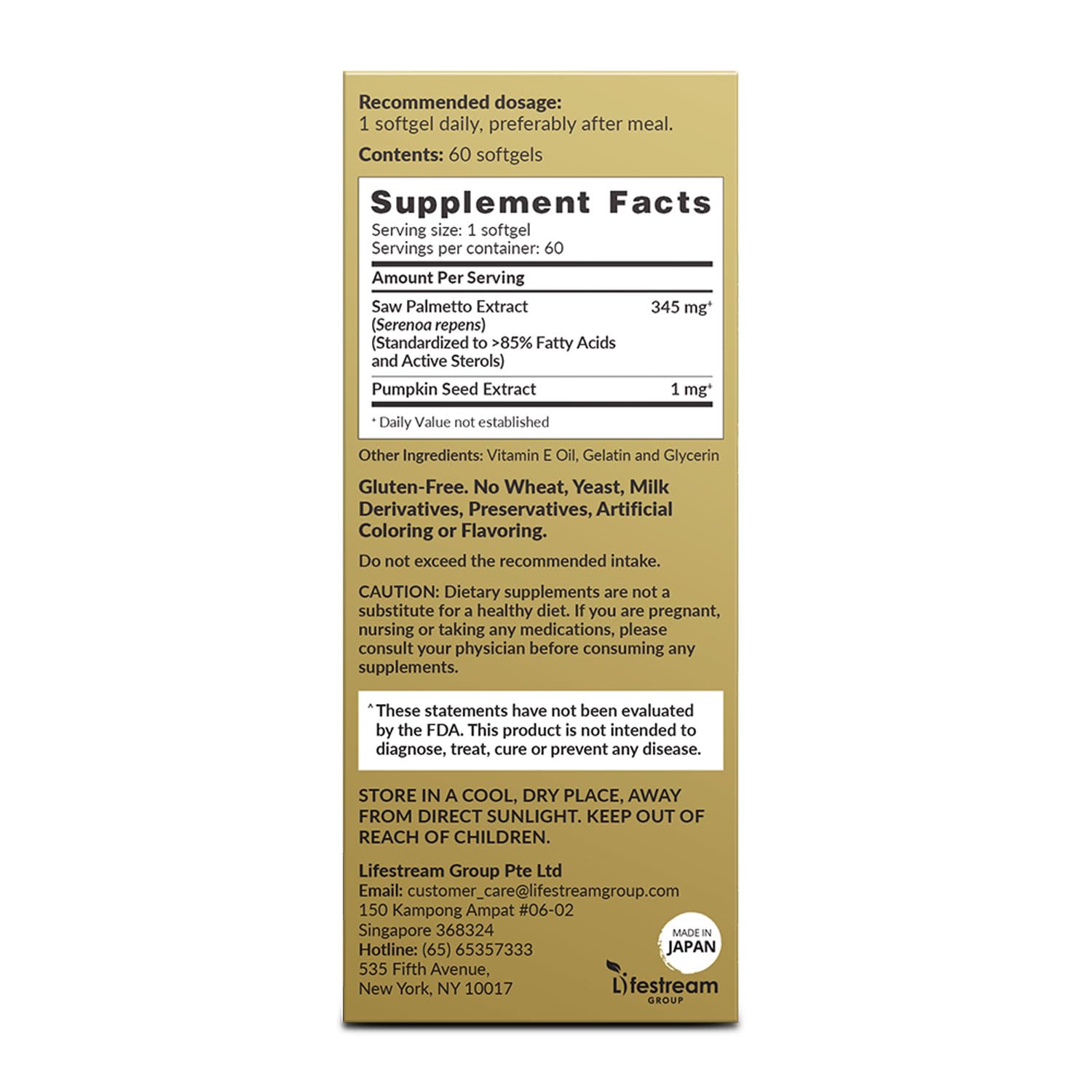 AFC Saw Palmetto supplement packaging side view
