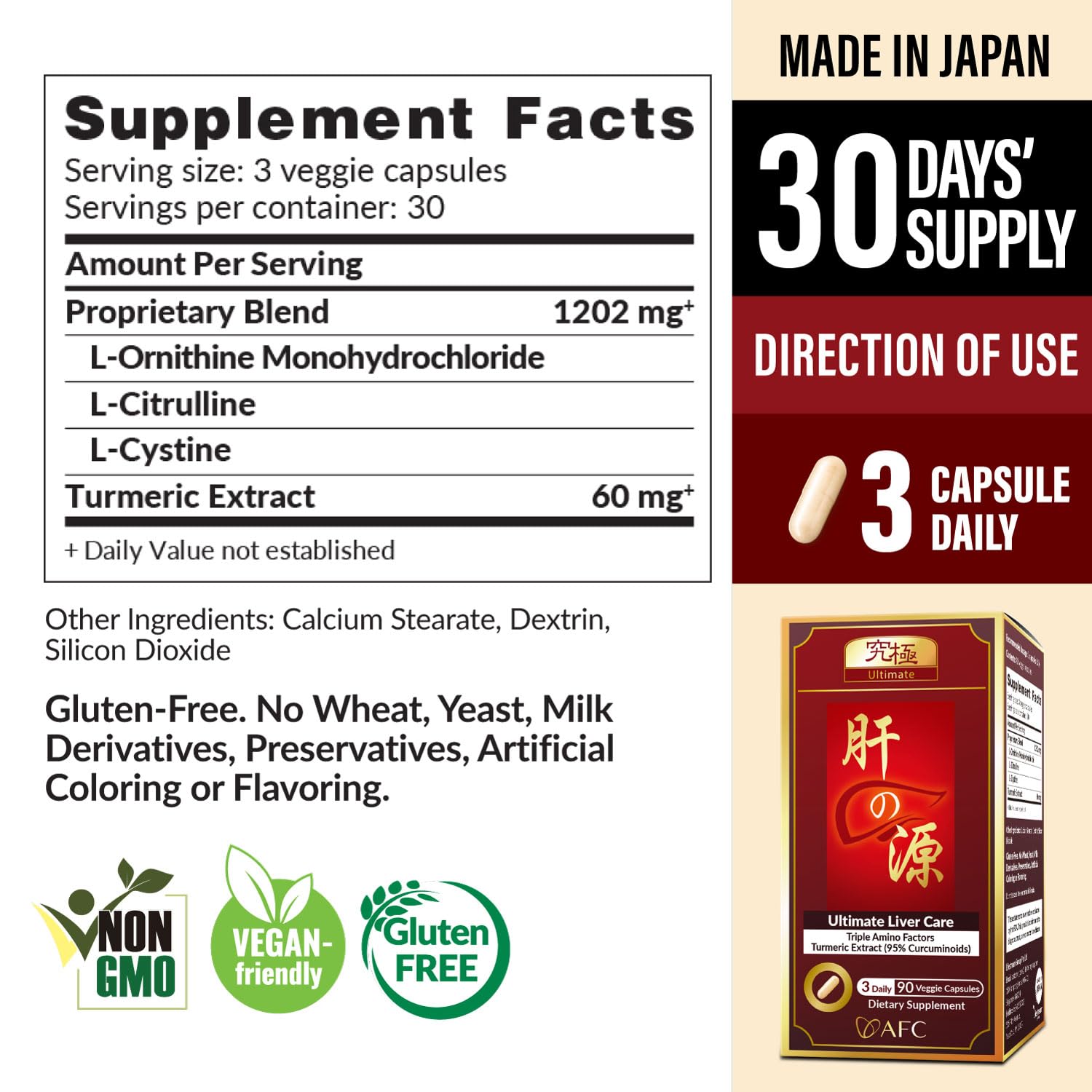 AFC Triple Amino Blend 1202mg back view of packaging