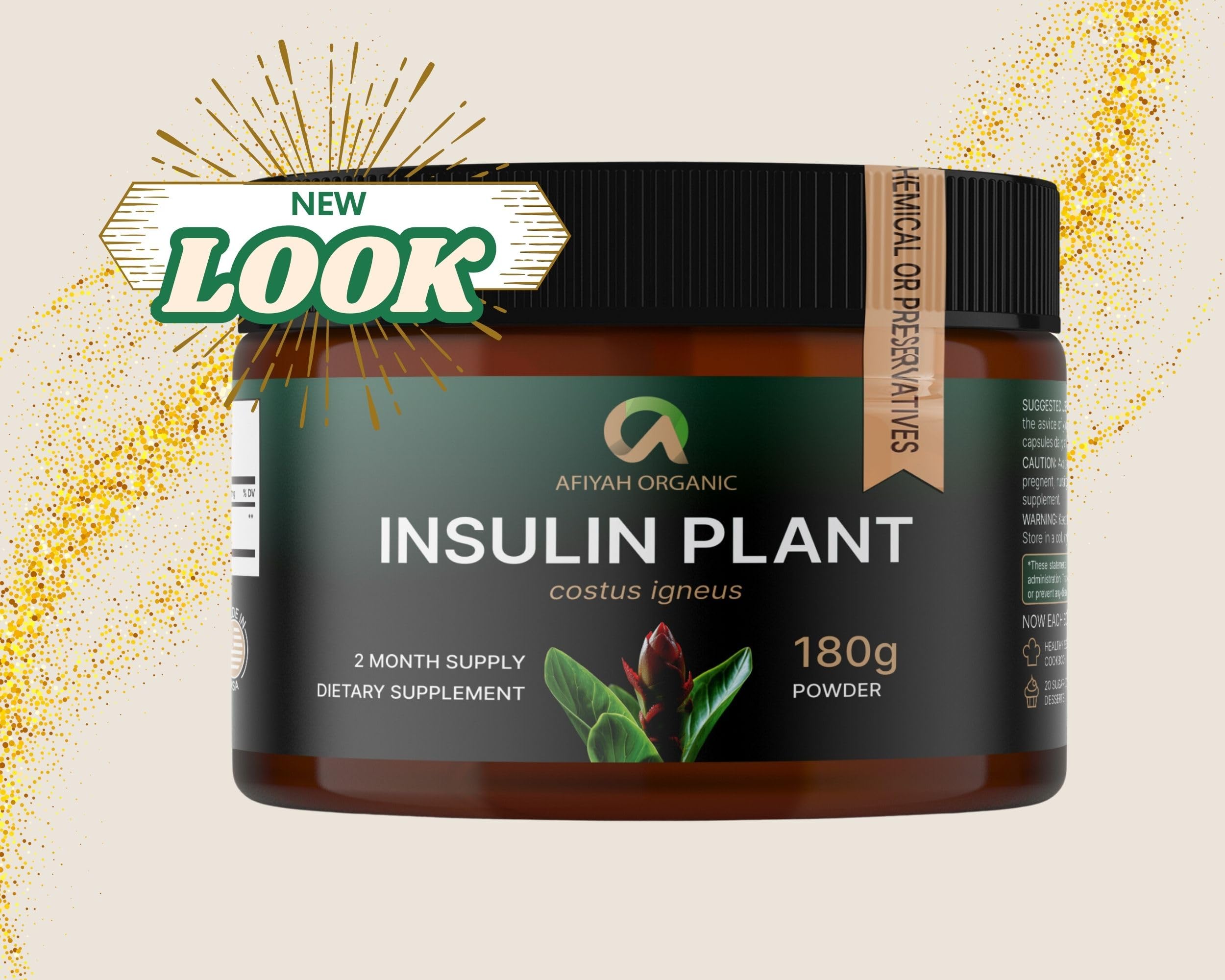 Afiyah Organic Costus Igneus Plant Powder 240g side view