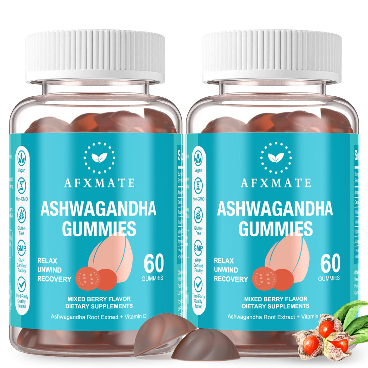 AFXMATE Ashwagandha Gummies 300mg front view with packaging