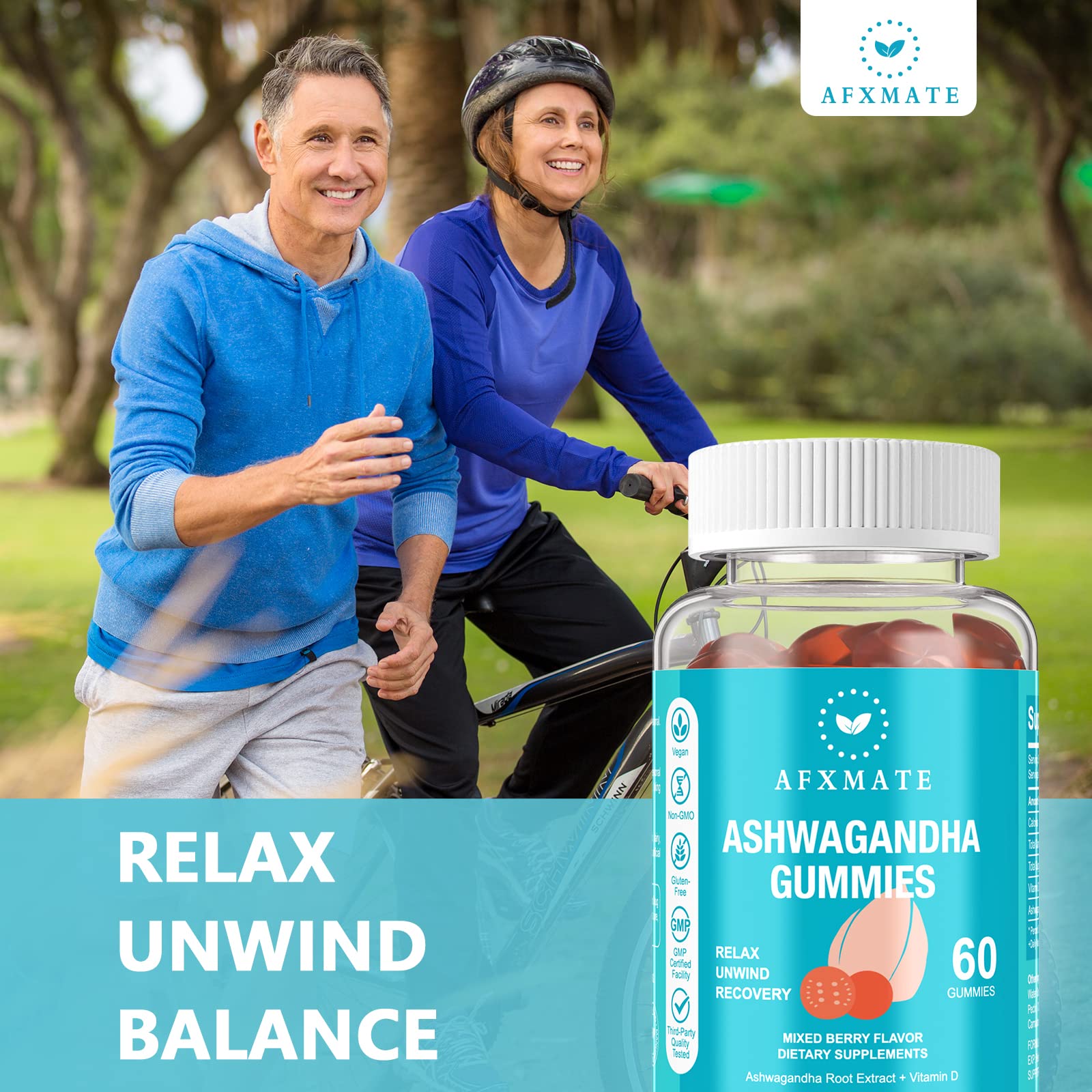 AFXMATE Ashwagandha Gummies 300mg side view showing gummies