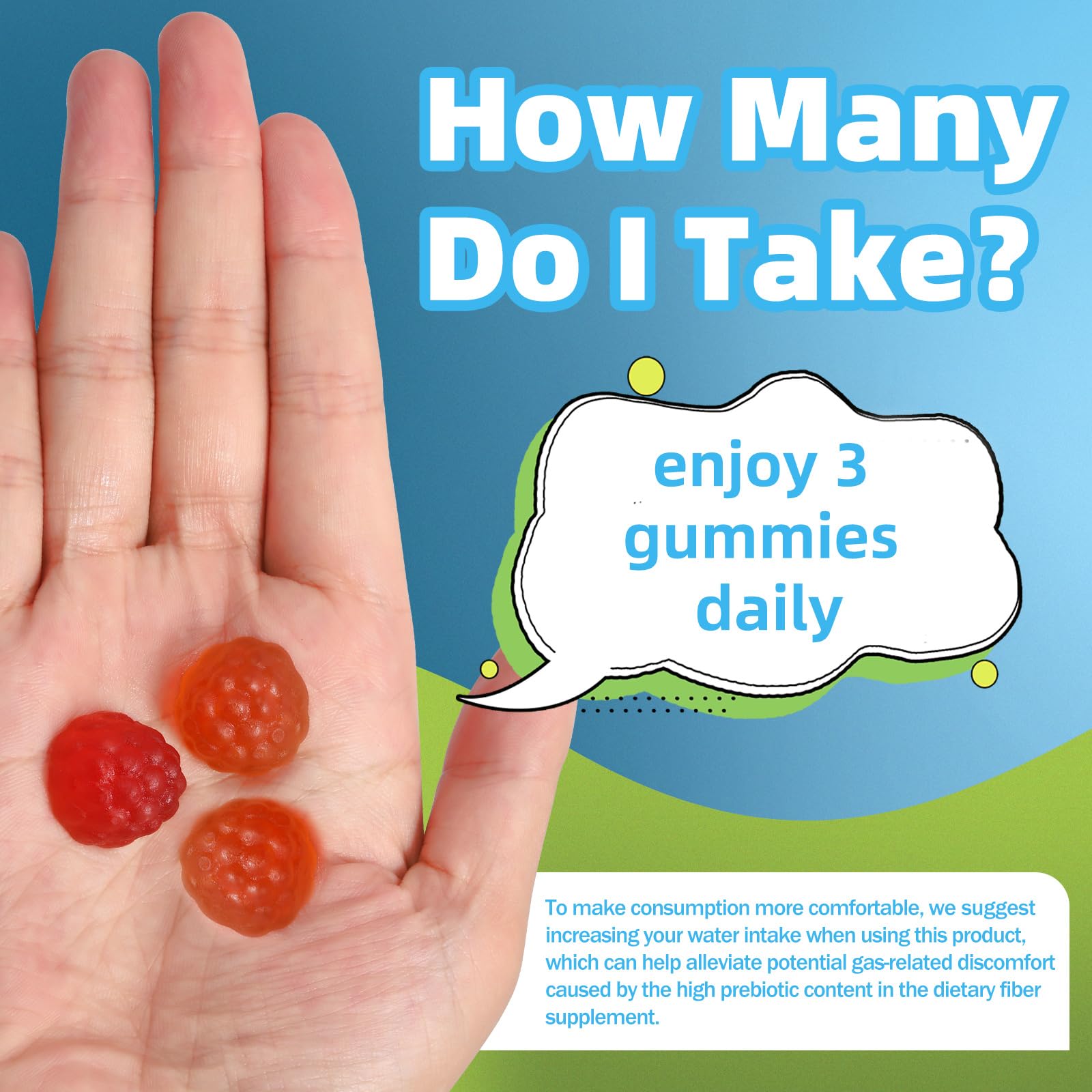 AFXMATE Dietary Fiber Gummies back view with ingredients