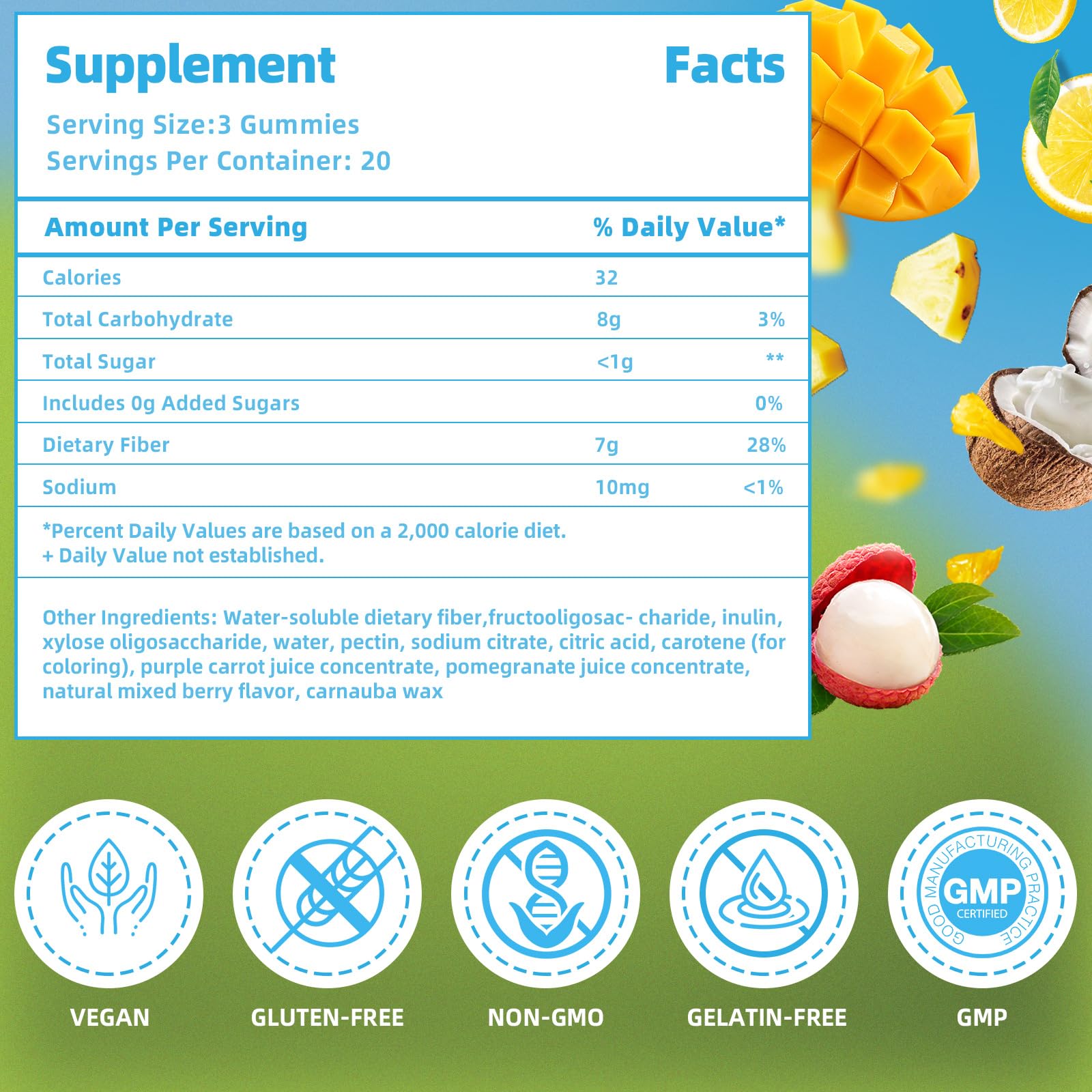 AFXMATE Dietary Fiber Gummies side view with label