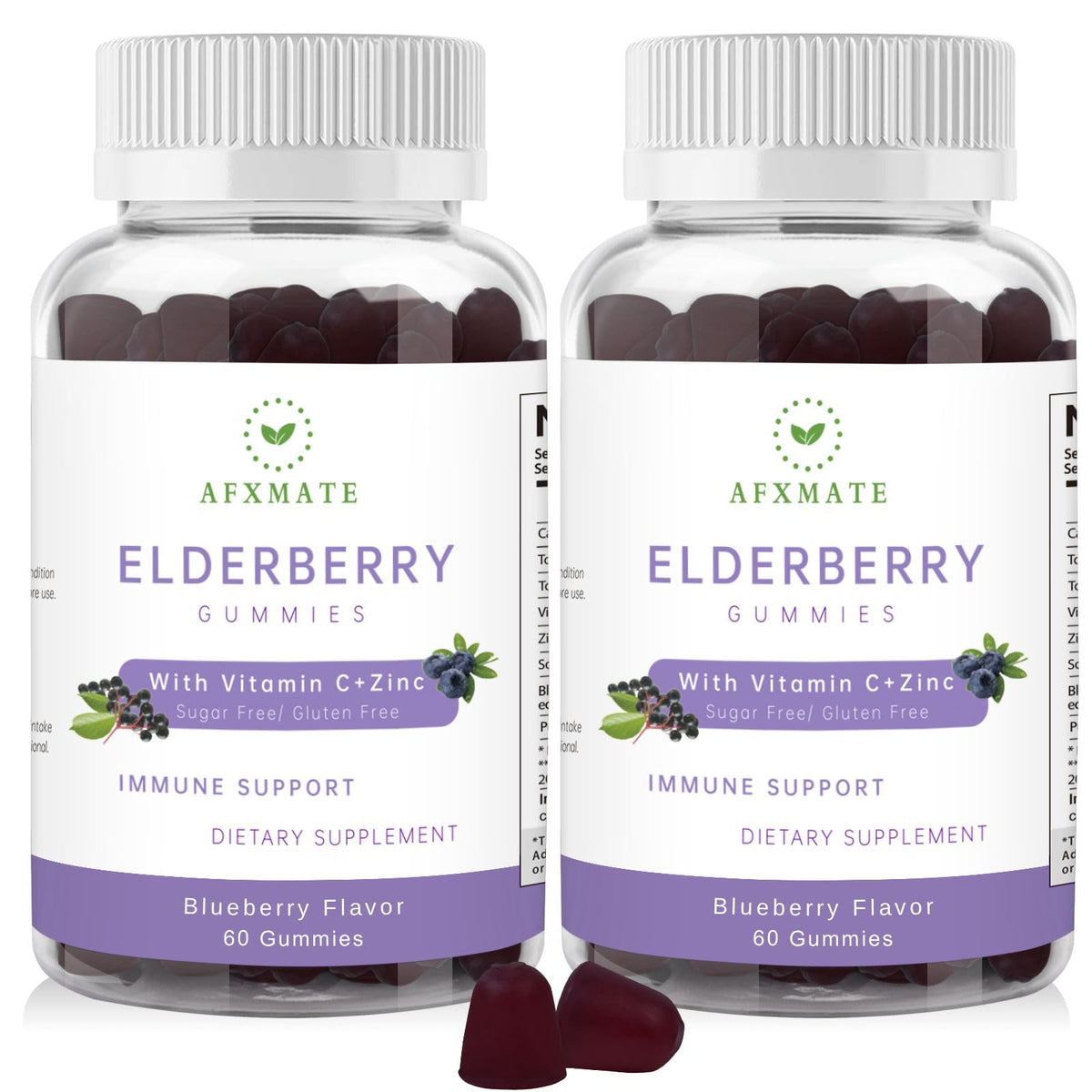 AFXMATE Elderberry Gummies front view with packaging