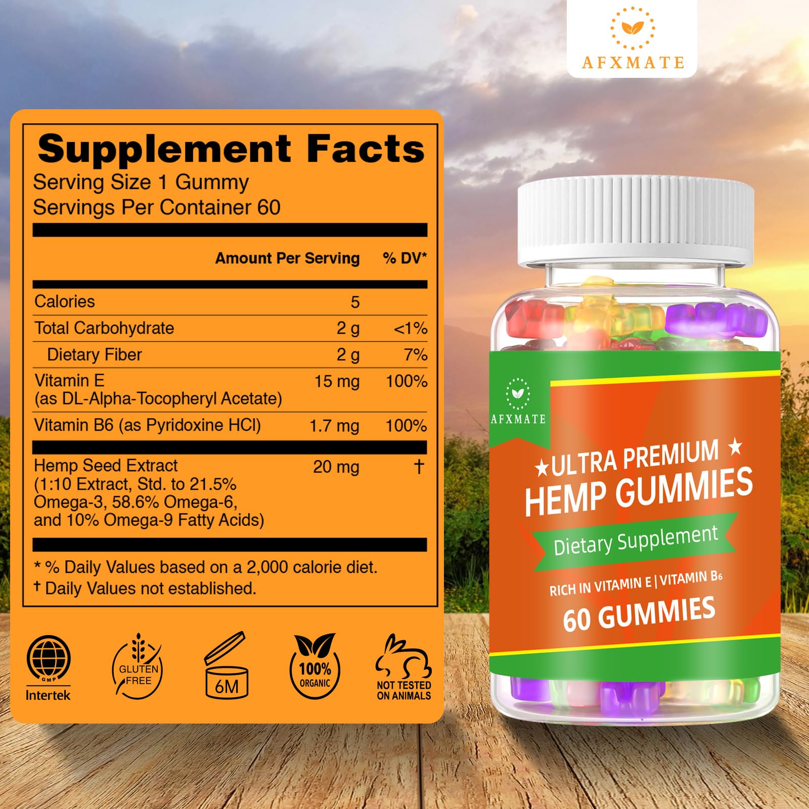 AFXMATE Hemp Gummies on a travel-friendly background