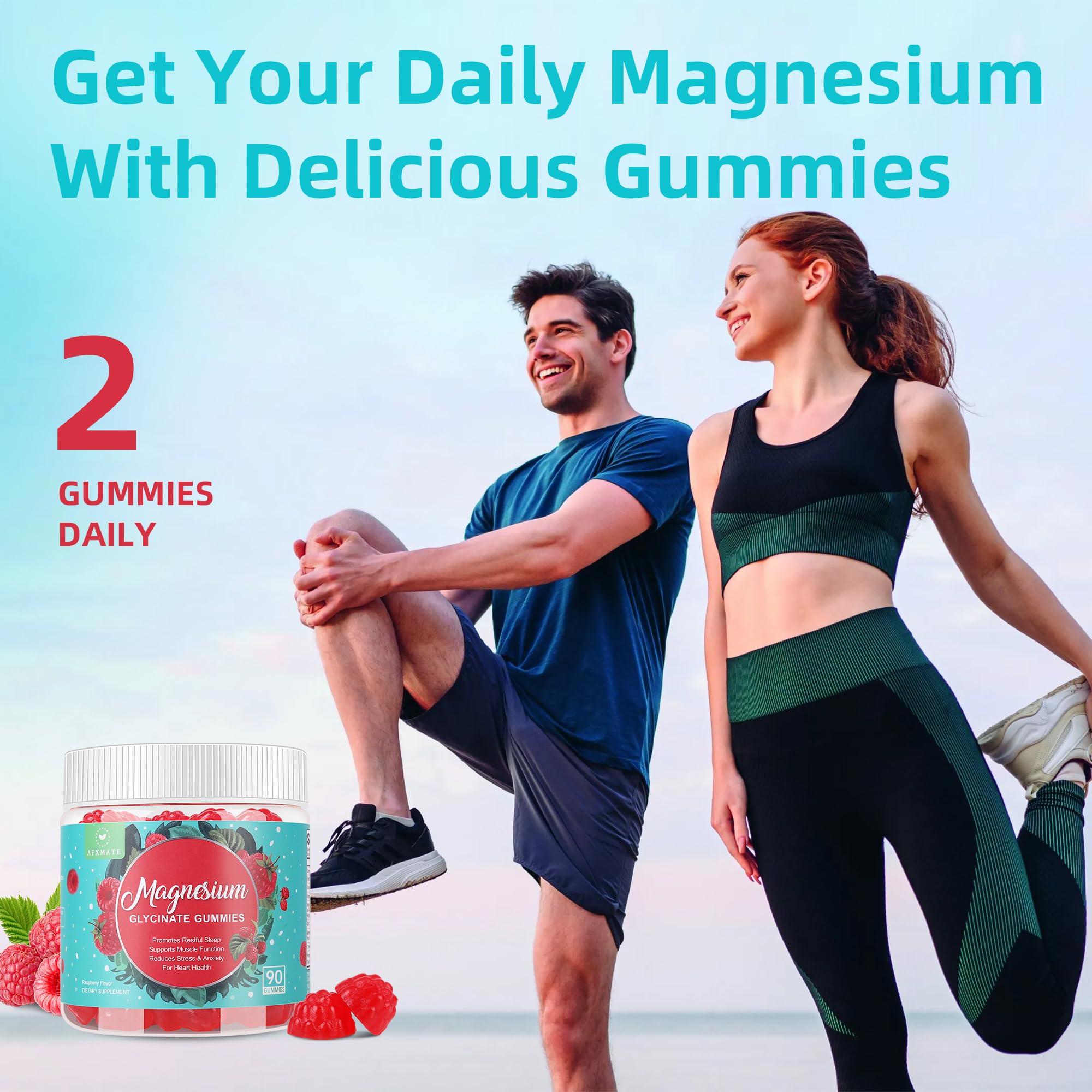 AFXMATE Magnesium Glycinate Gummies back view of packaging