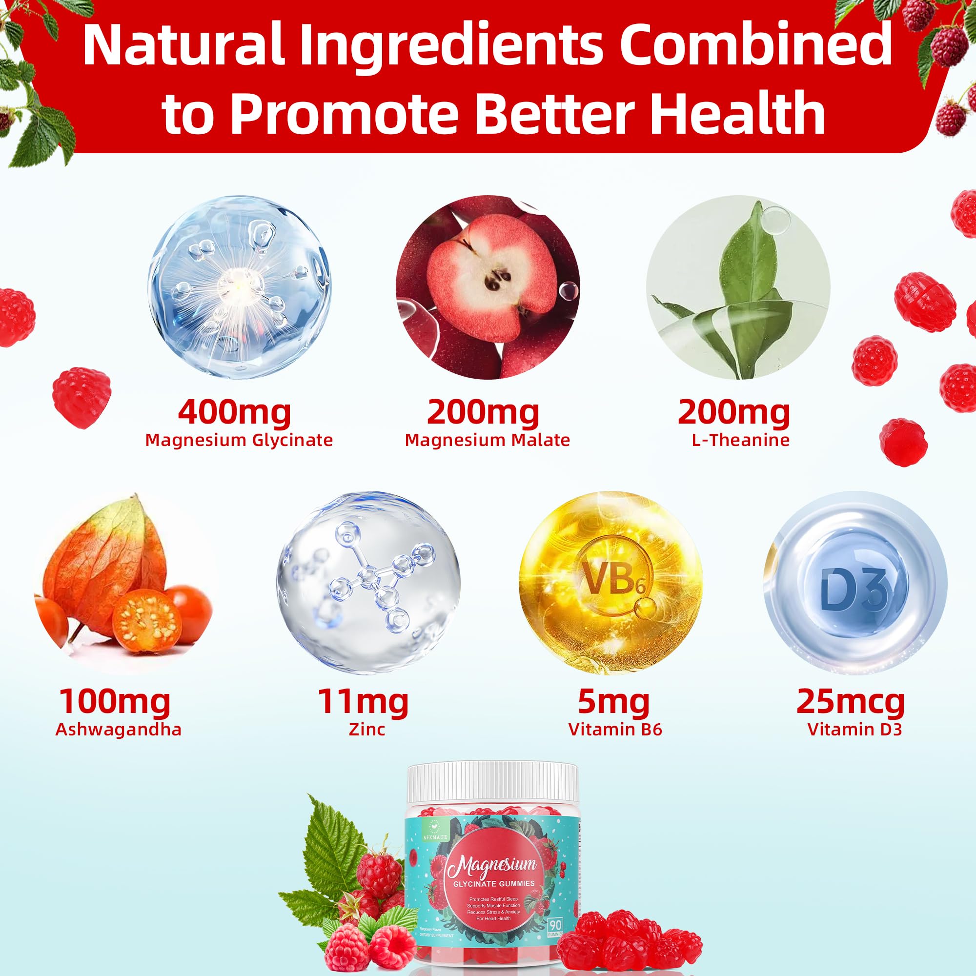 AFXMATE Magnesium Glycinate Gummies with Ashwagandha ingredient list