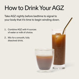 AG1 Sleep Drink powder in a glass with a spoon
