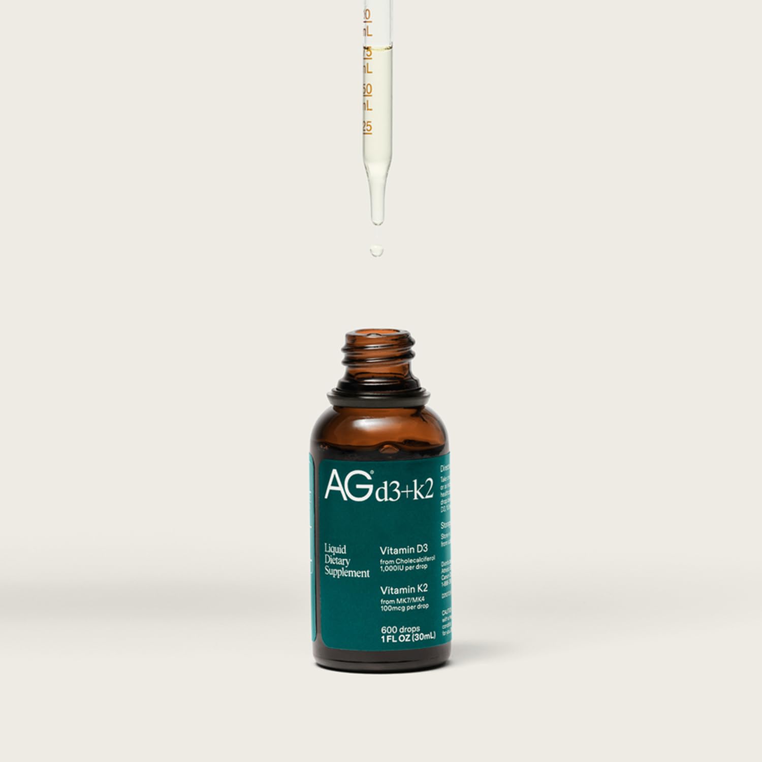 AG1 Vitamin D3 + K2 Liquid Drops label details