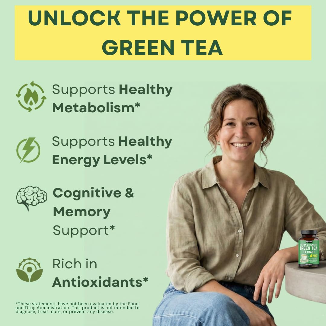 Agami Green Tea Capsules bottle side view