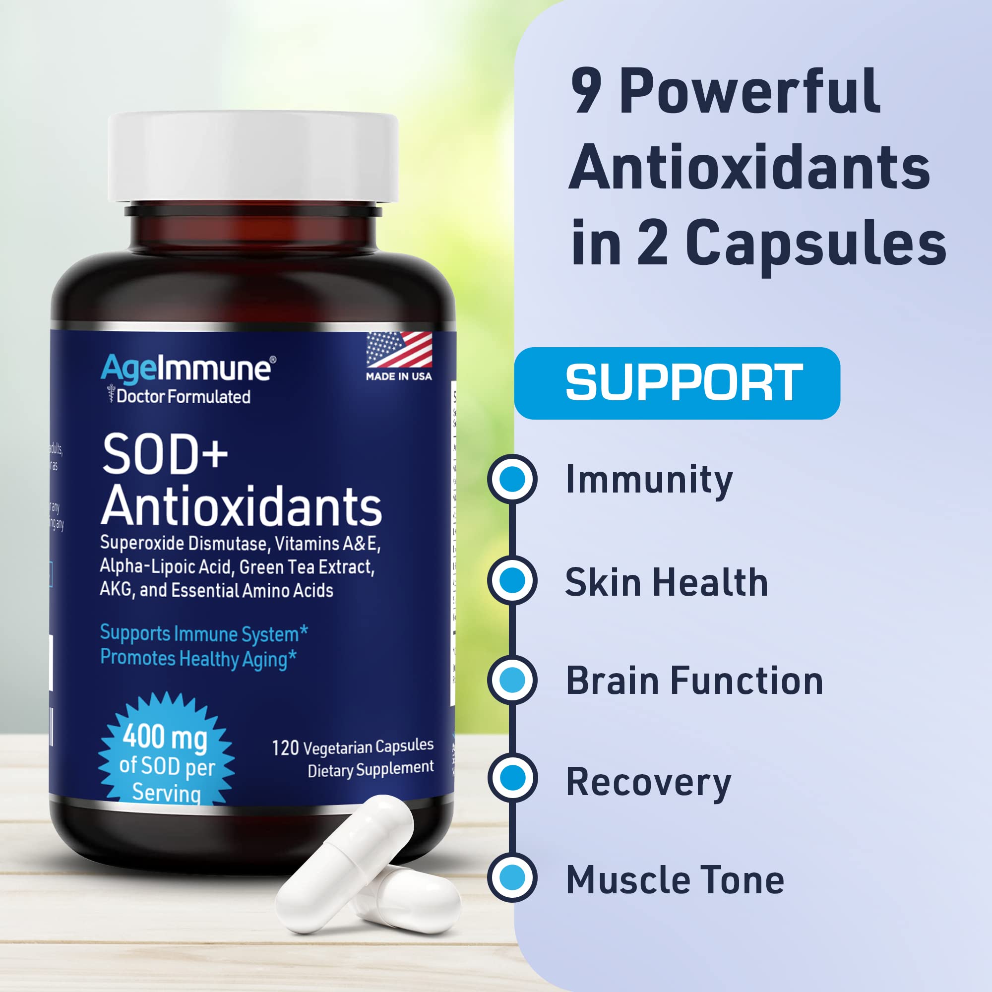 AgeImmune Antioxidant Complex 400mg nutritional information