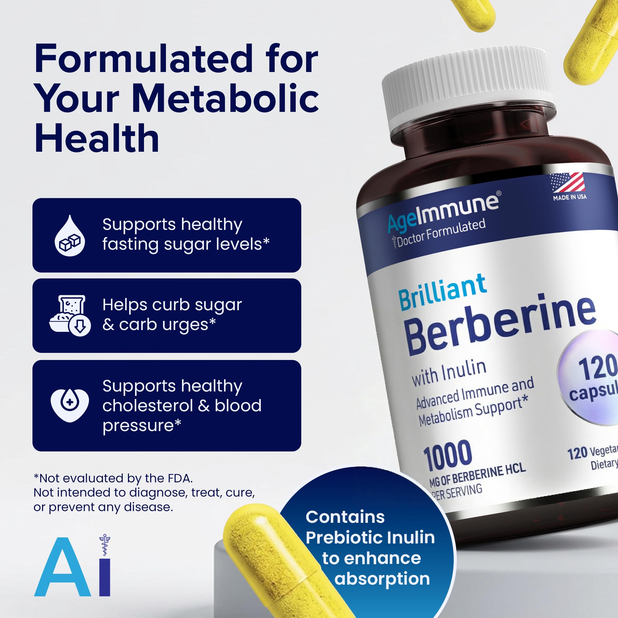 AgeImmune Berberine Supplement 1000mg back view of packaging