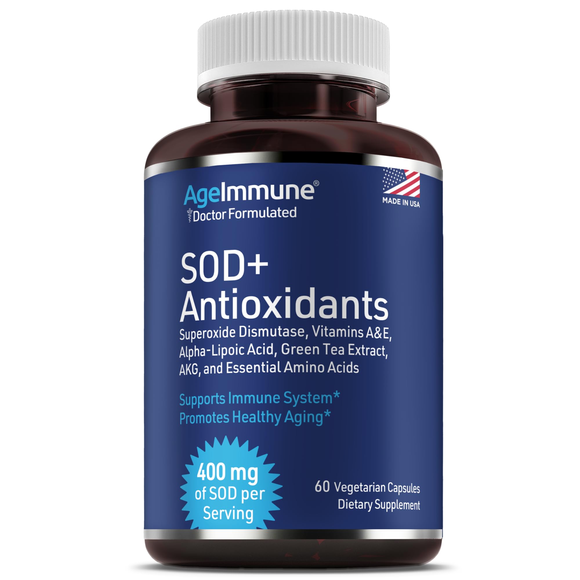 AgeImmune SOD Antioxidants Complex 400mg front view